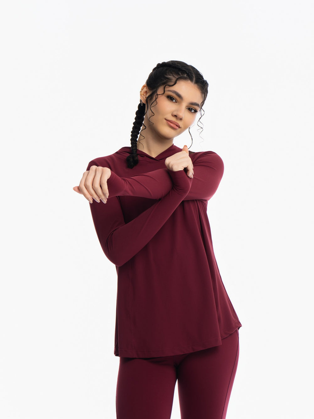 Active Hooded Top - ZINFANDEL