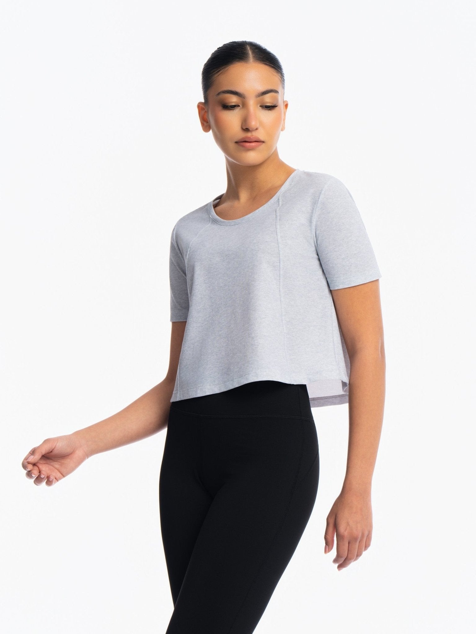 Active Cropped Top - HEATHER GREY