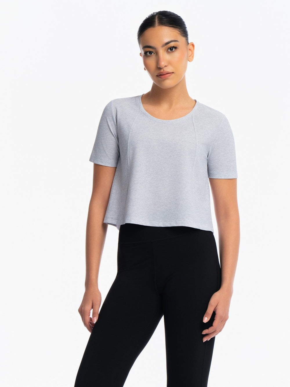 Active Cropped Top - HEATHER GREY
