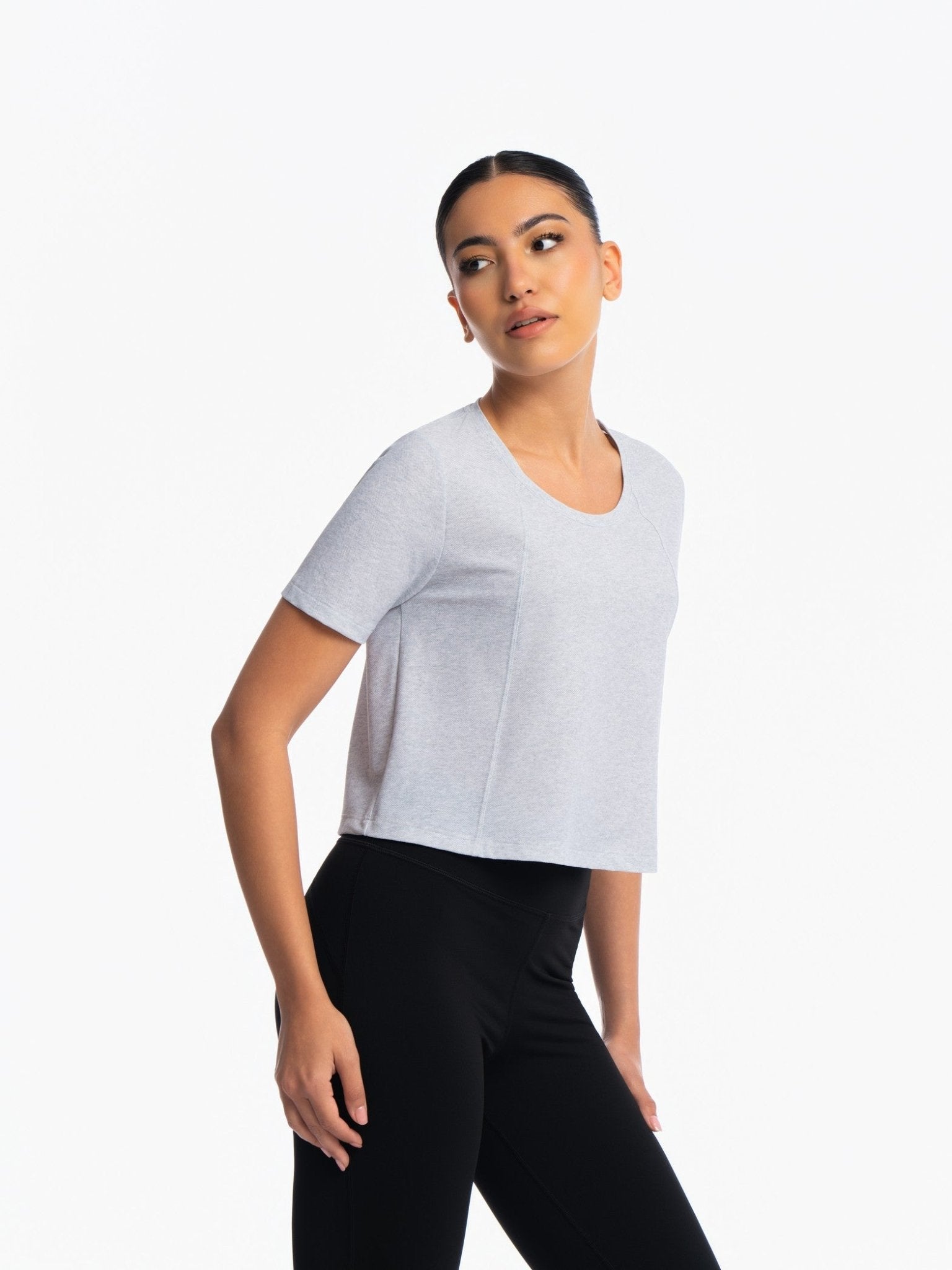 Active Cropped Top - HEATHER GREY