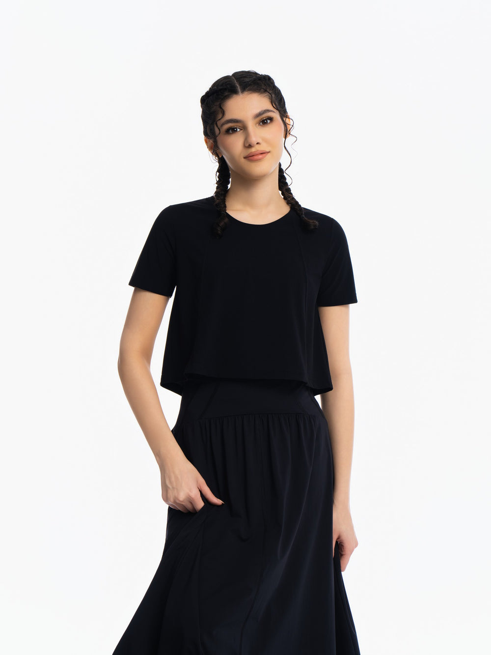 Active Cropped Top - JET BLACK