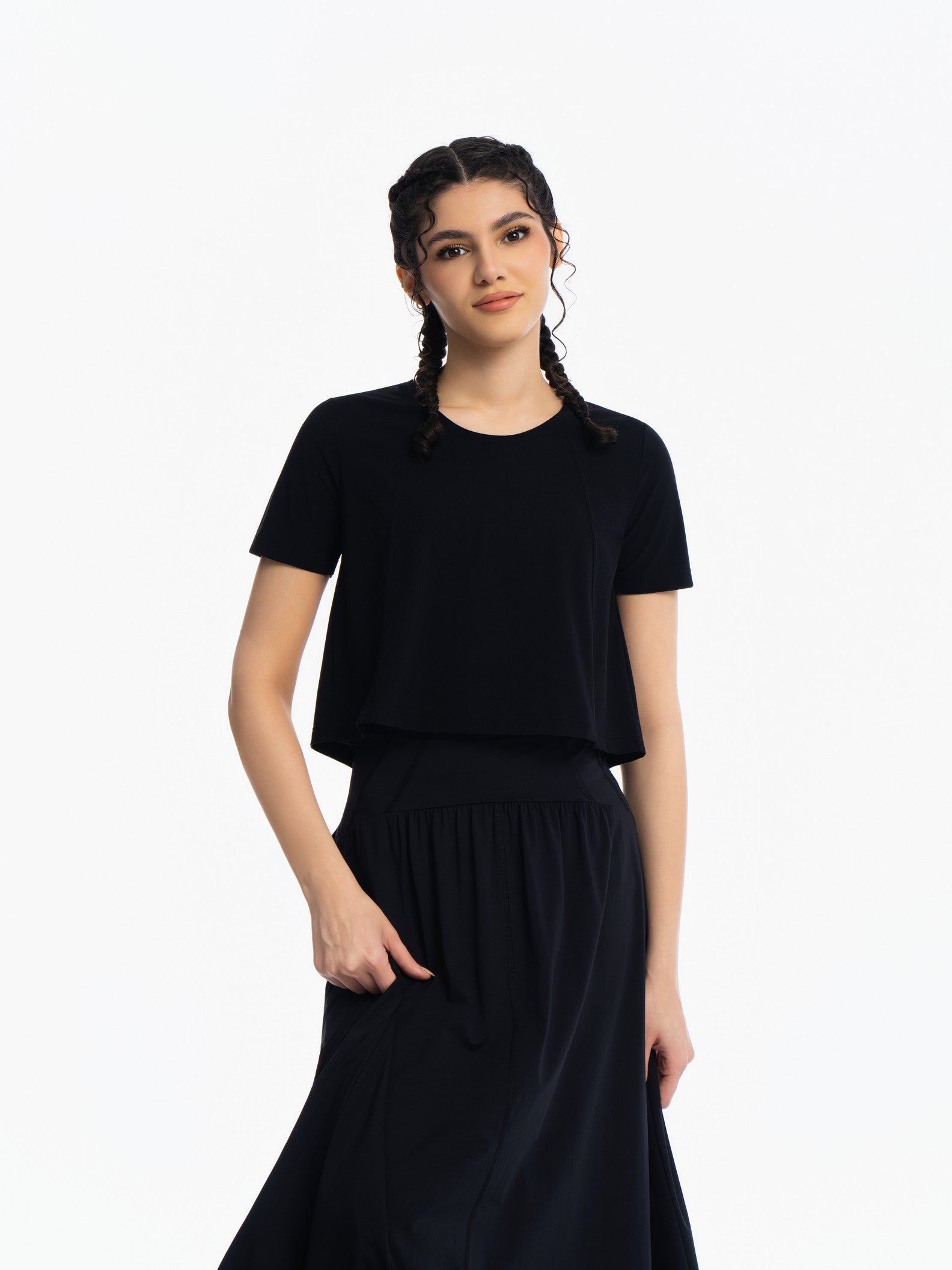 Active Cropped Top - JET BLACK