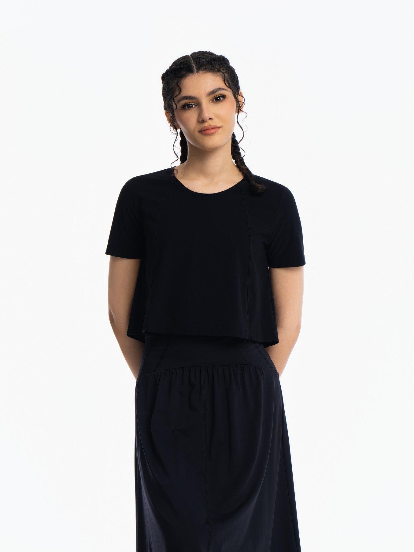 Active Cropped Top - JET BLACK