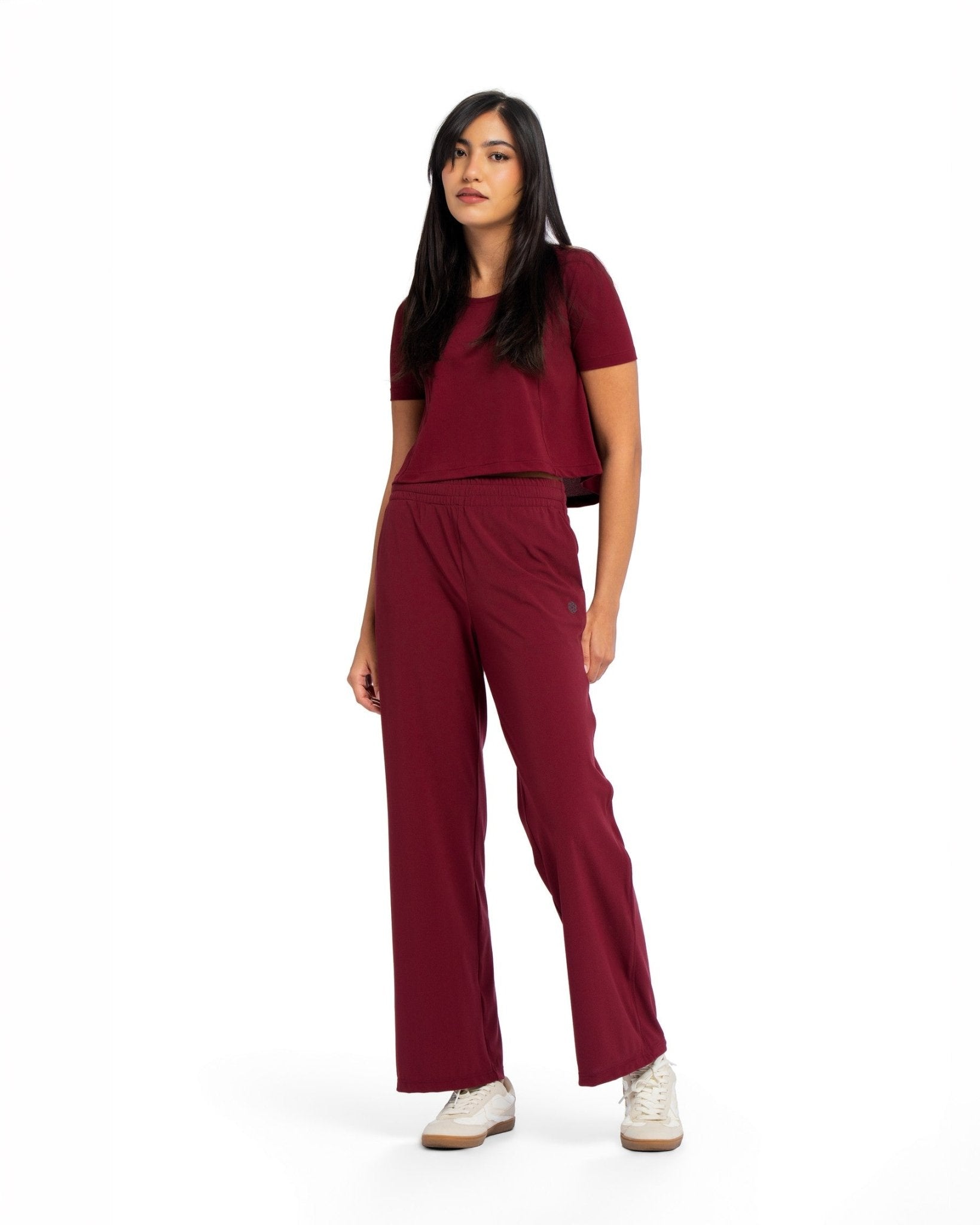 Active Wide Leg Pants - ZINFANDEL