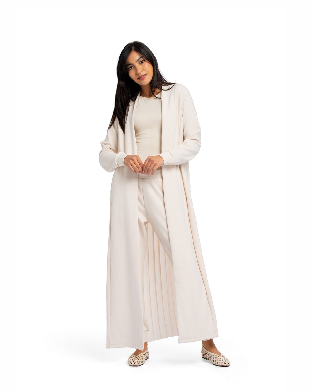 Pleated Abaya - STONE GREY