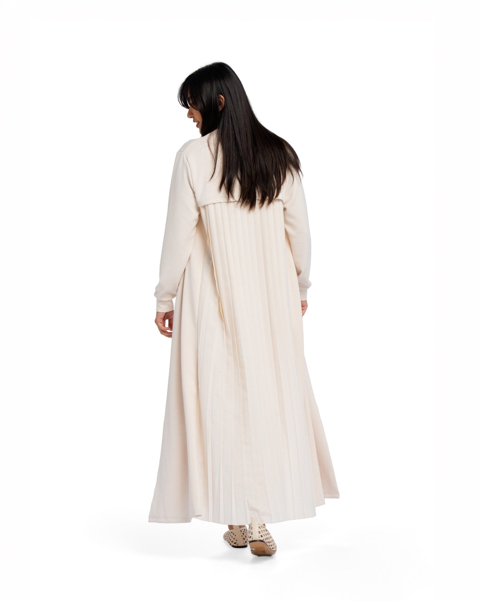 Pleated Abaya - STONE GREY