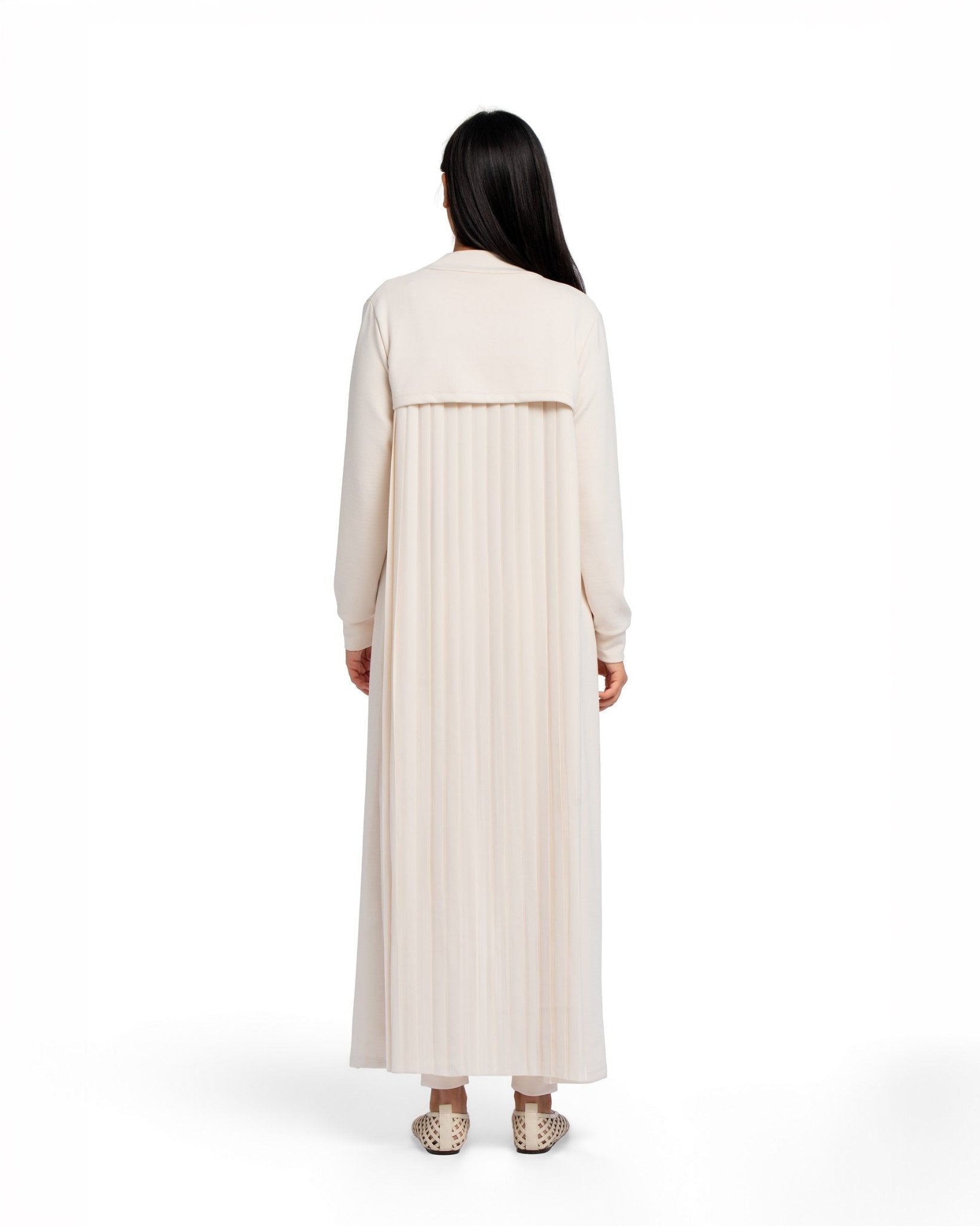 Pleated Abaya - STONE GREY