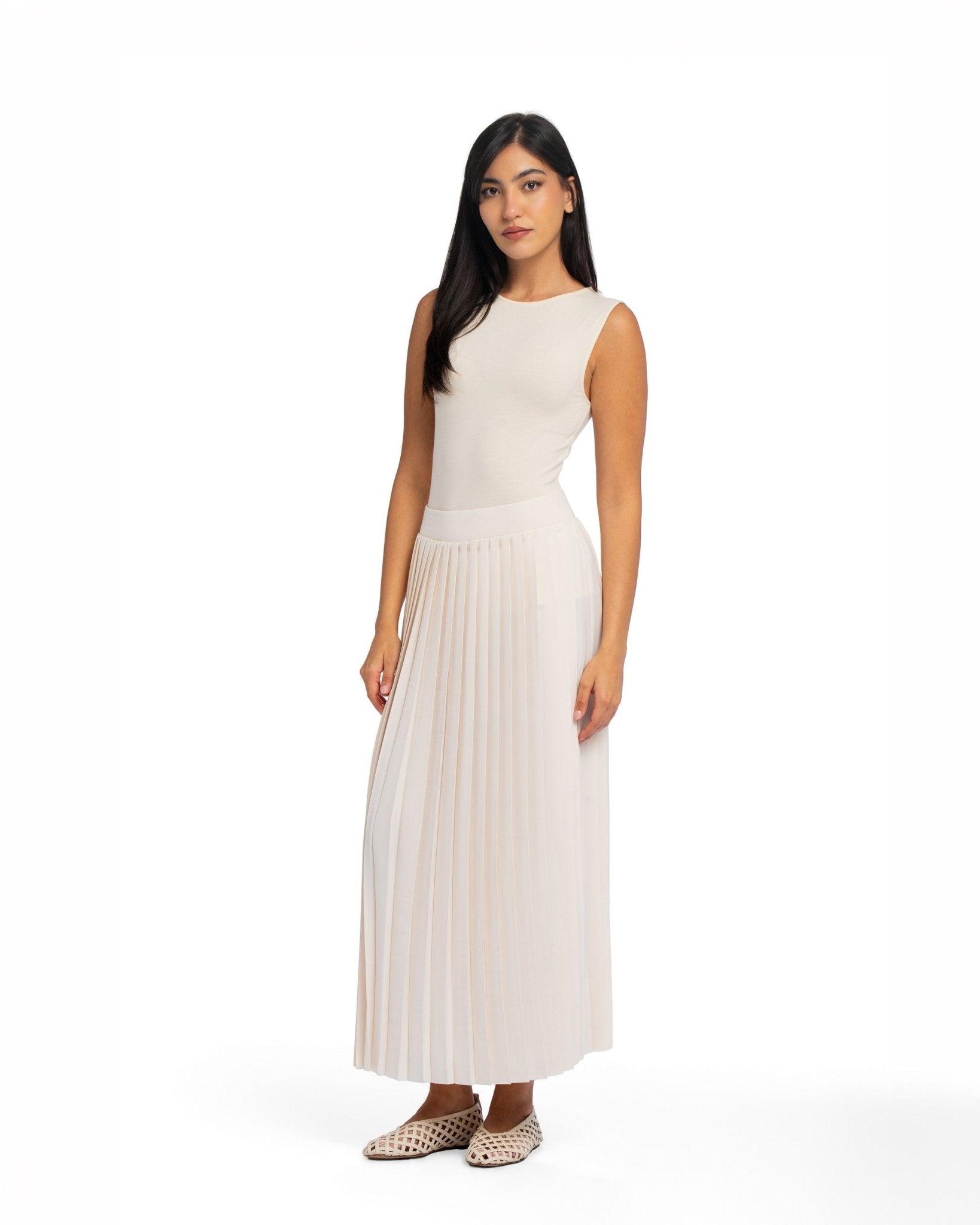 Pleated Skirt - STONE GREY