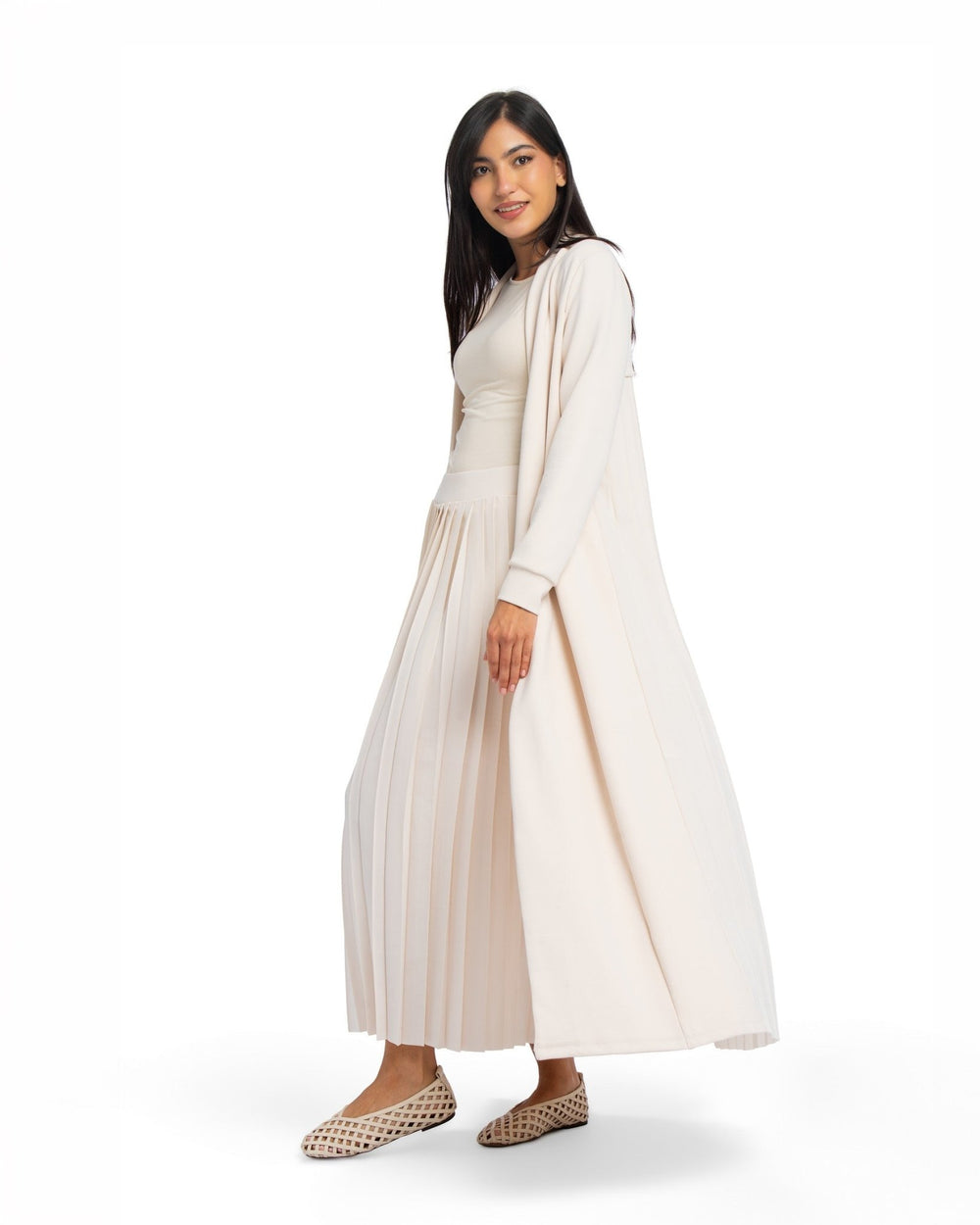 Pleated Abaya - STONE GREY