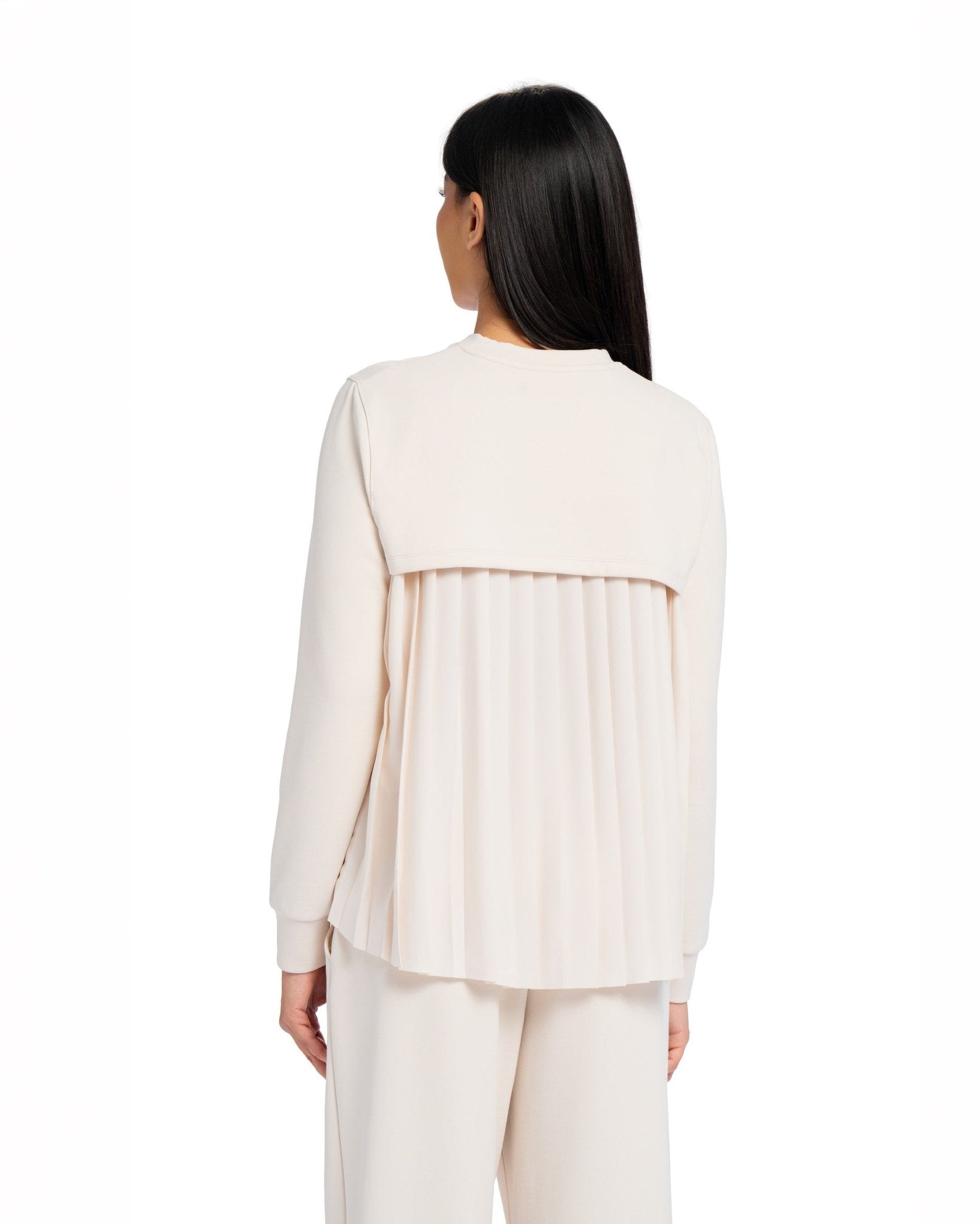 Pleated Sweatshirt - STONE GREY