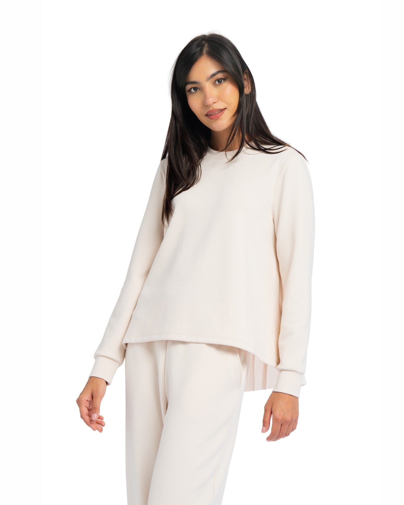 Pleated Sweatshirt - STONE GREY