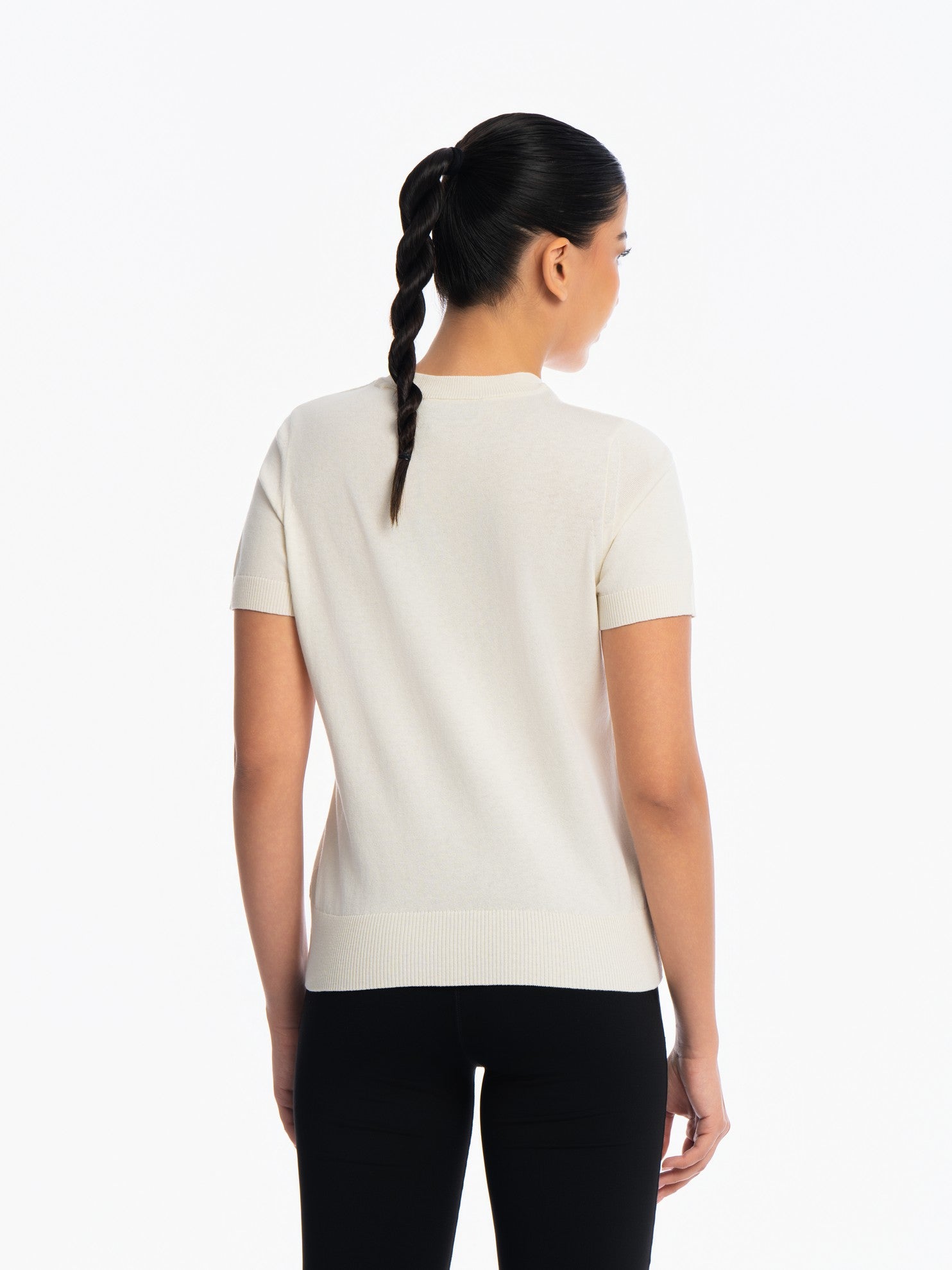 Knitted Short Sleeve Top - IVORY