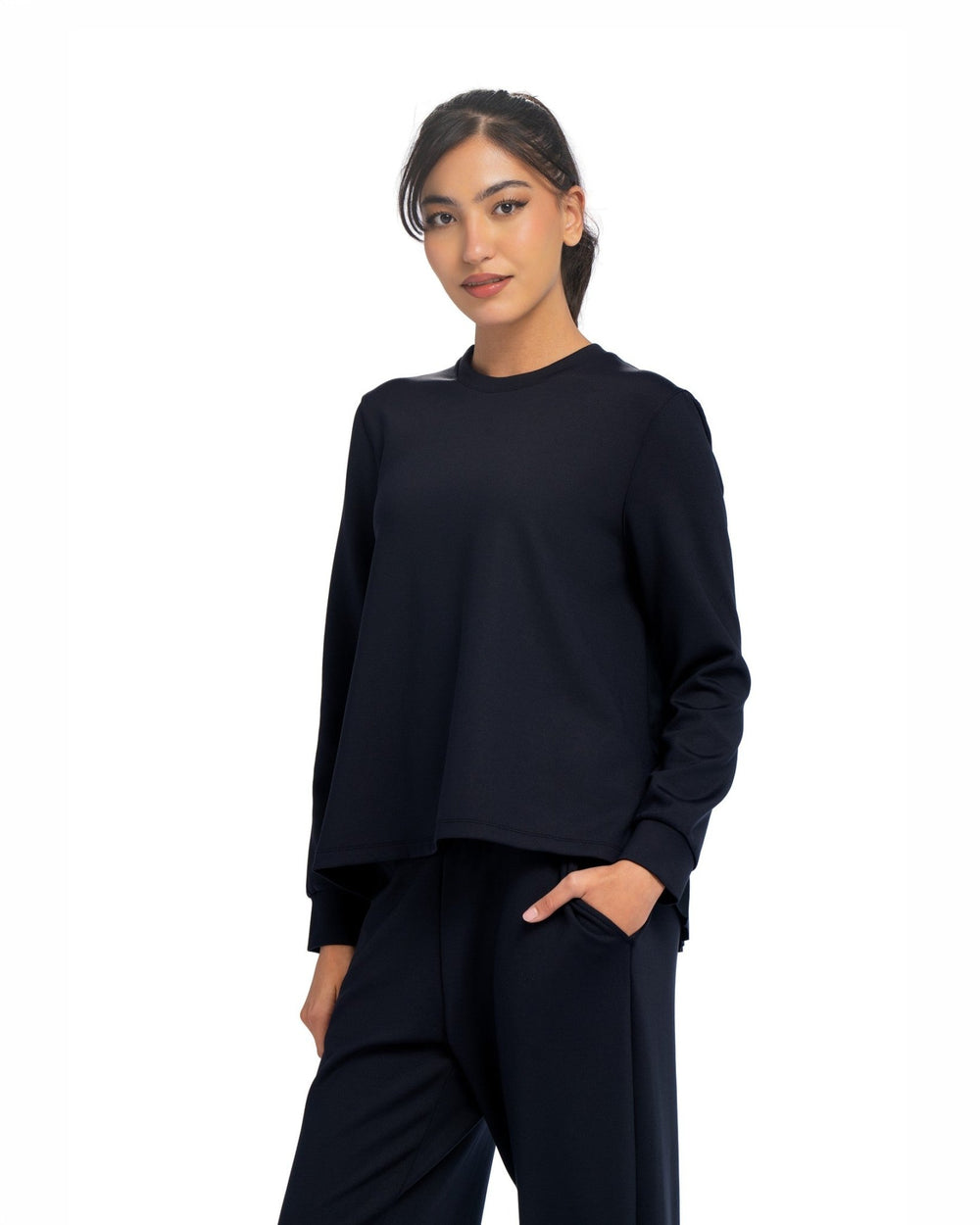 Pleated Sweatshirt - SEASONAL BLACK