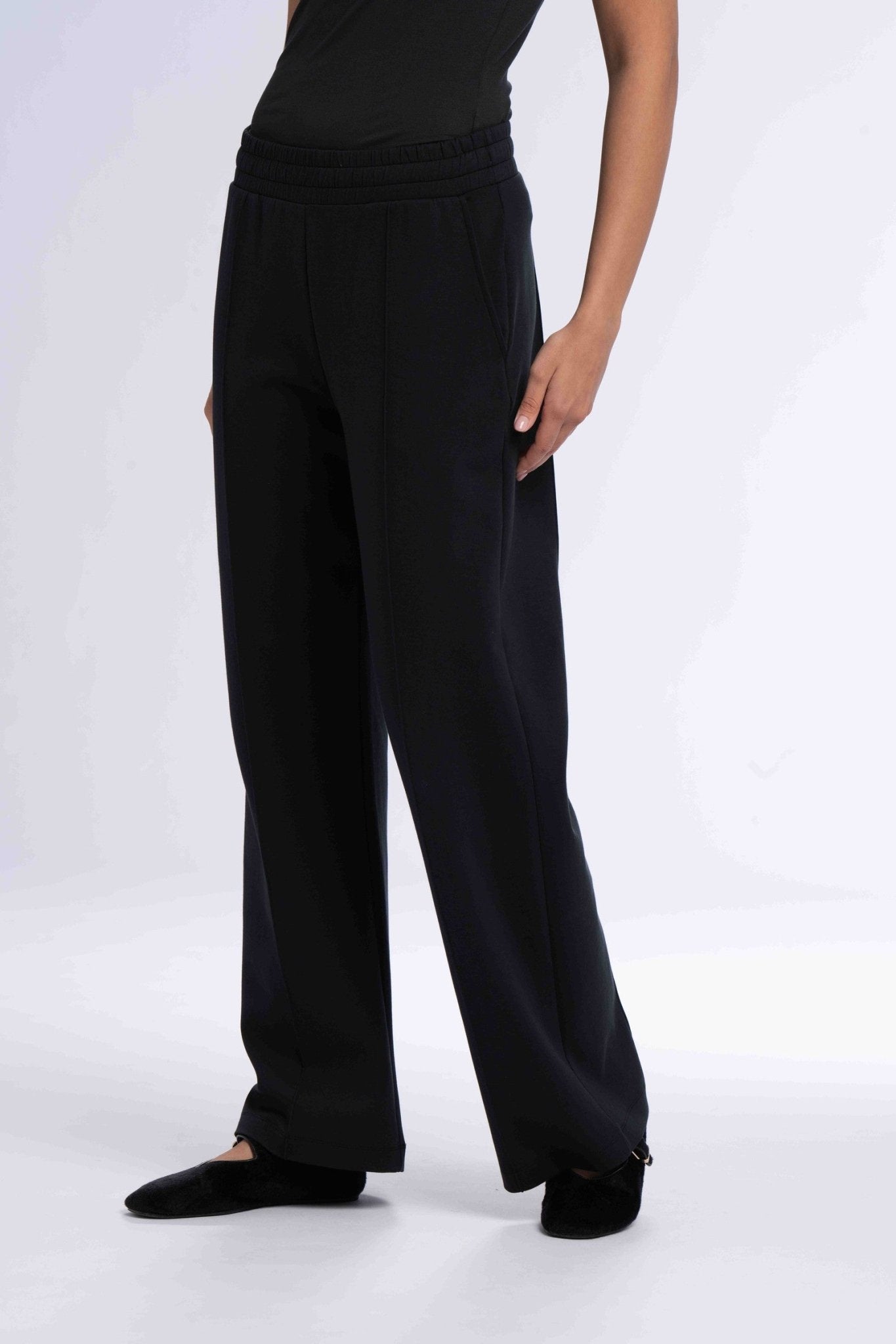 Elasticated Straight Leg Pants - SEASONAL BLACK