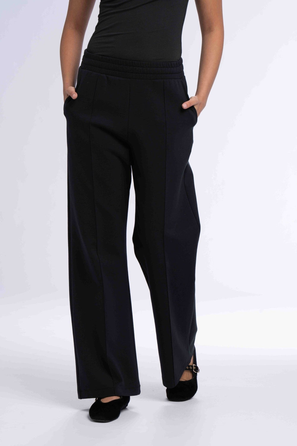 Elasticated Straight Leg Pants - SEASONAL BLACK