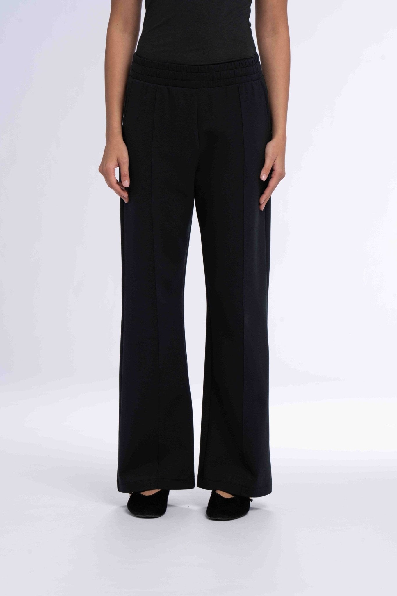 Elasticated Straight Leg Pants - SEASONAL BLACK