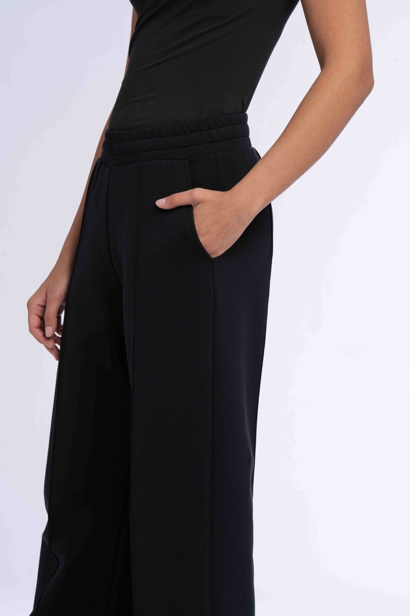 Elasticated Straight Leg Pants - SEASONAL BLACK