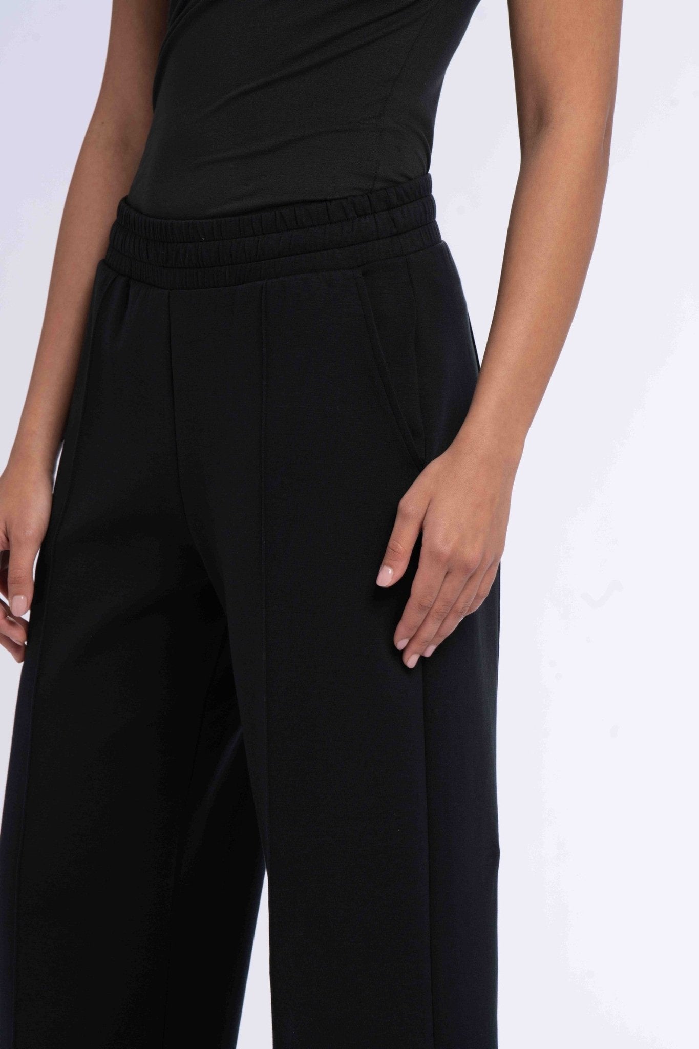 Elasticated Straight Leg Pants - SEASONAL BLACK