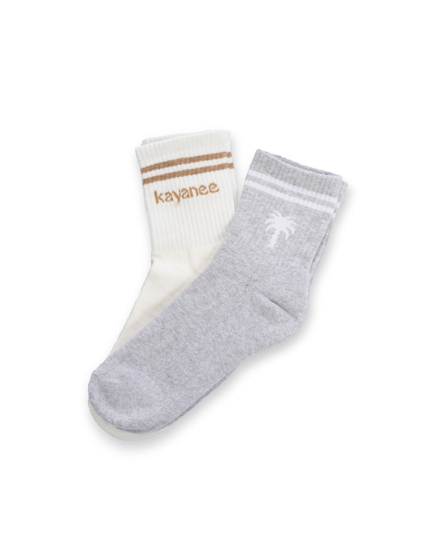Gym Socks Pack of 2 (White Palm + Grey Logo)