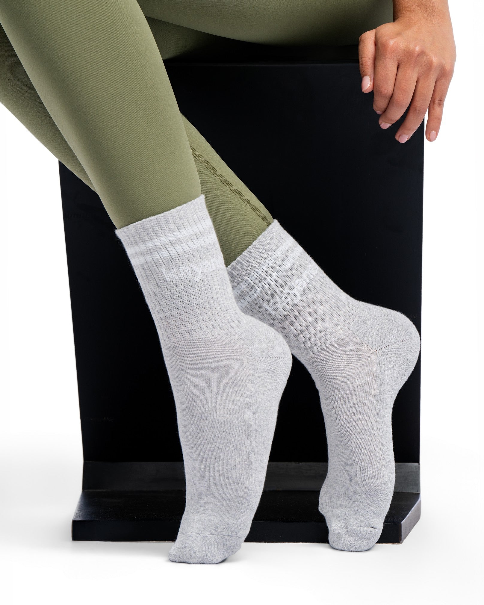 Gym Socks Pack of 2 (Grey Palm + White Logo)
