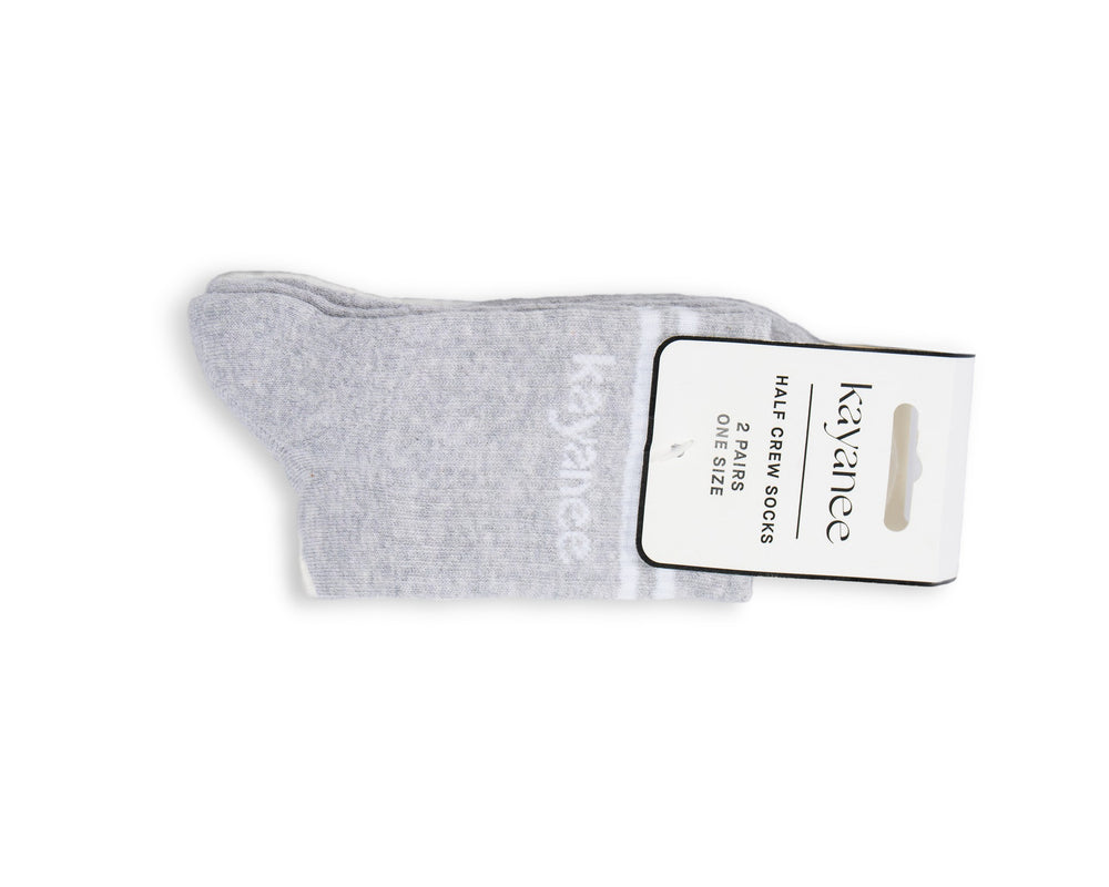 Gym Socks Pack of 2 (White Palm + Grey Logo)