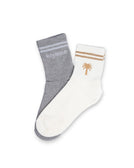 Gym Socks Pack of 2 (Grey Palm + White Logo)