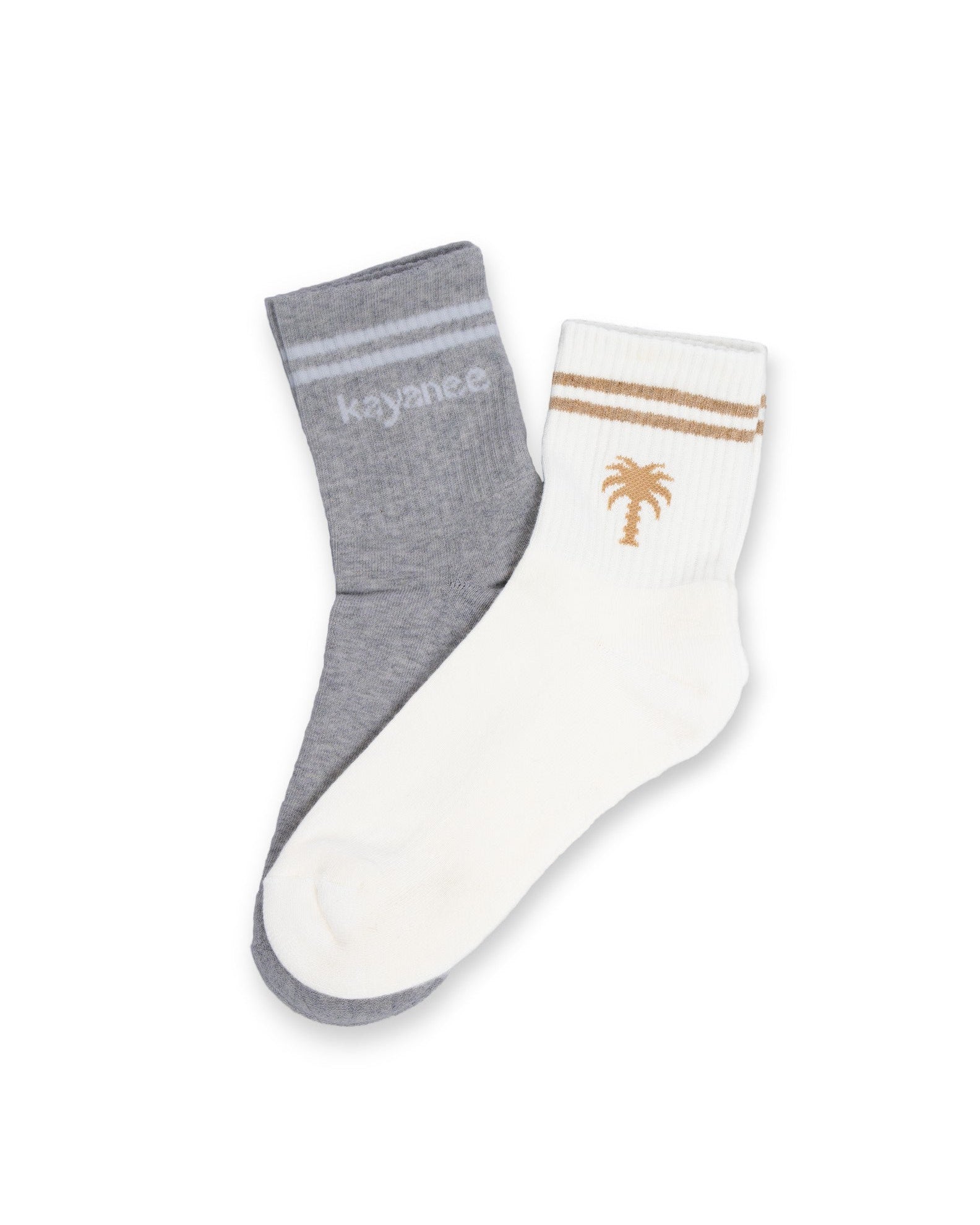 Gym Socks Pack of 2 (Grey Palm + White Logo)
