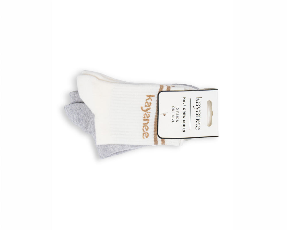 Gym Socks Pack of 2 (Grey Palm + White Logo)