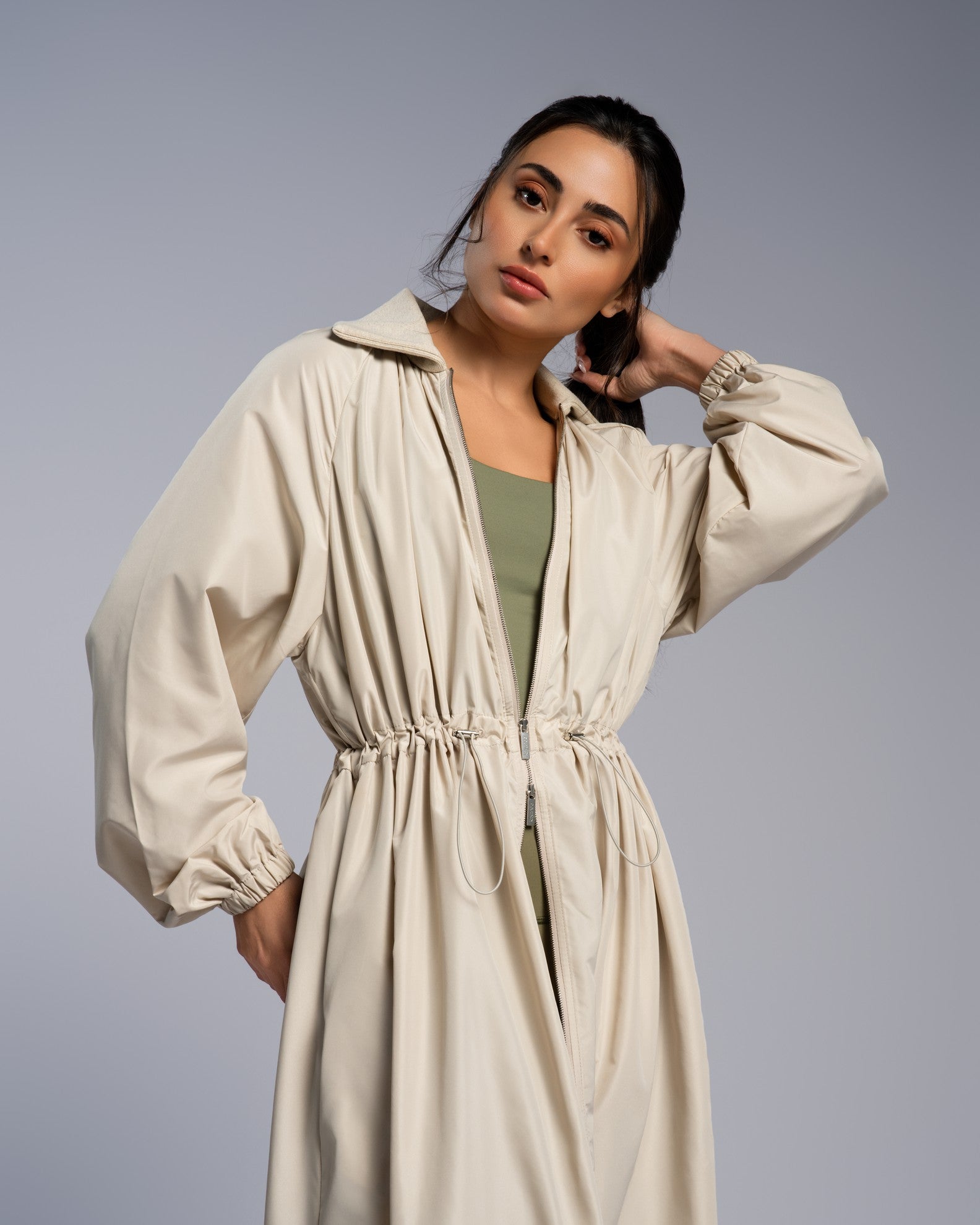 Rib Collar Parka - SEASONAL BEIGE