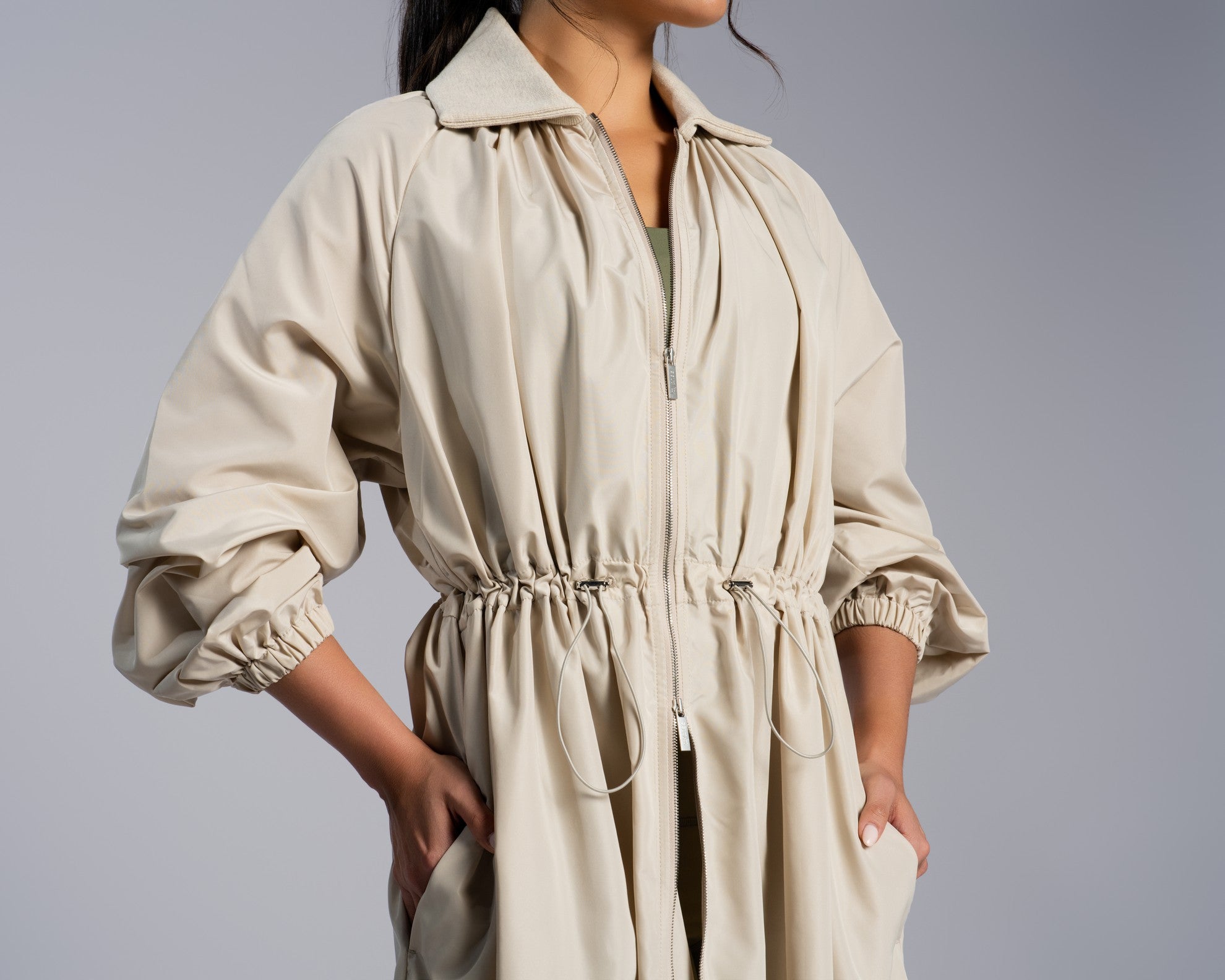 Rib Collar Parka - SEASONAL BEIGE