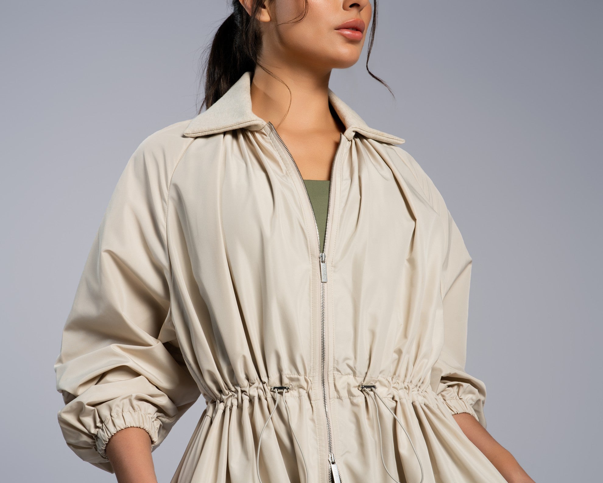 Rib Collar Parka - SEASONAL BEIGE