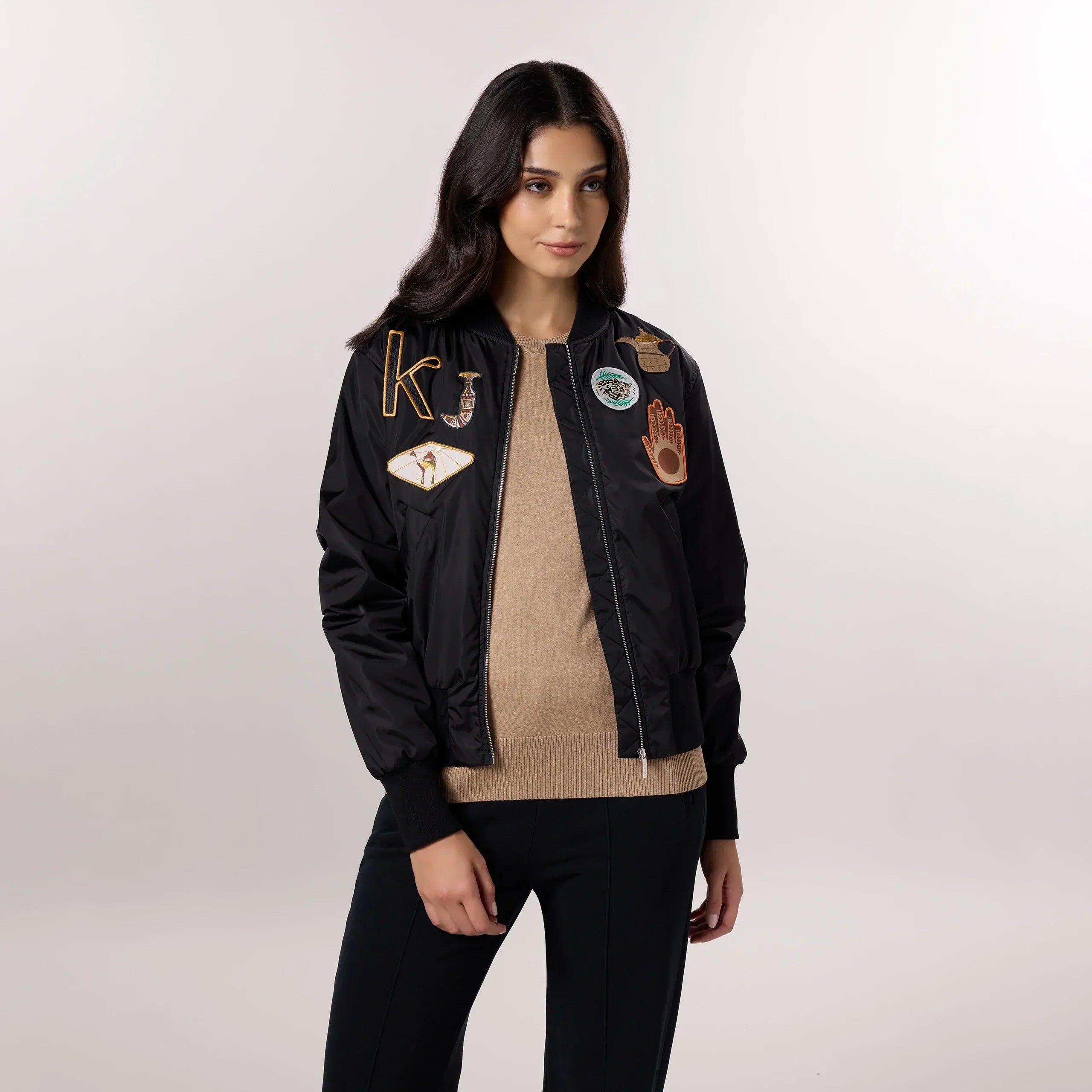 Badges Bomber Jacket - SEASONAL BLACK