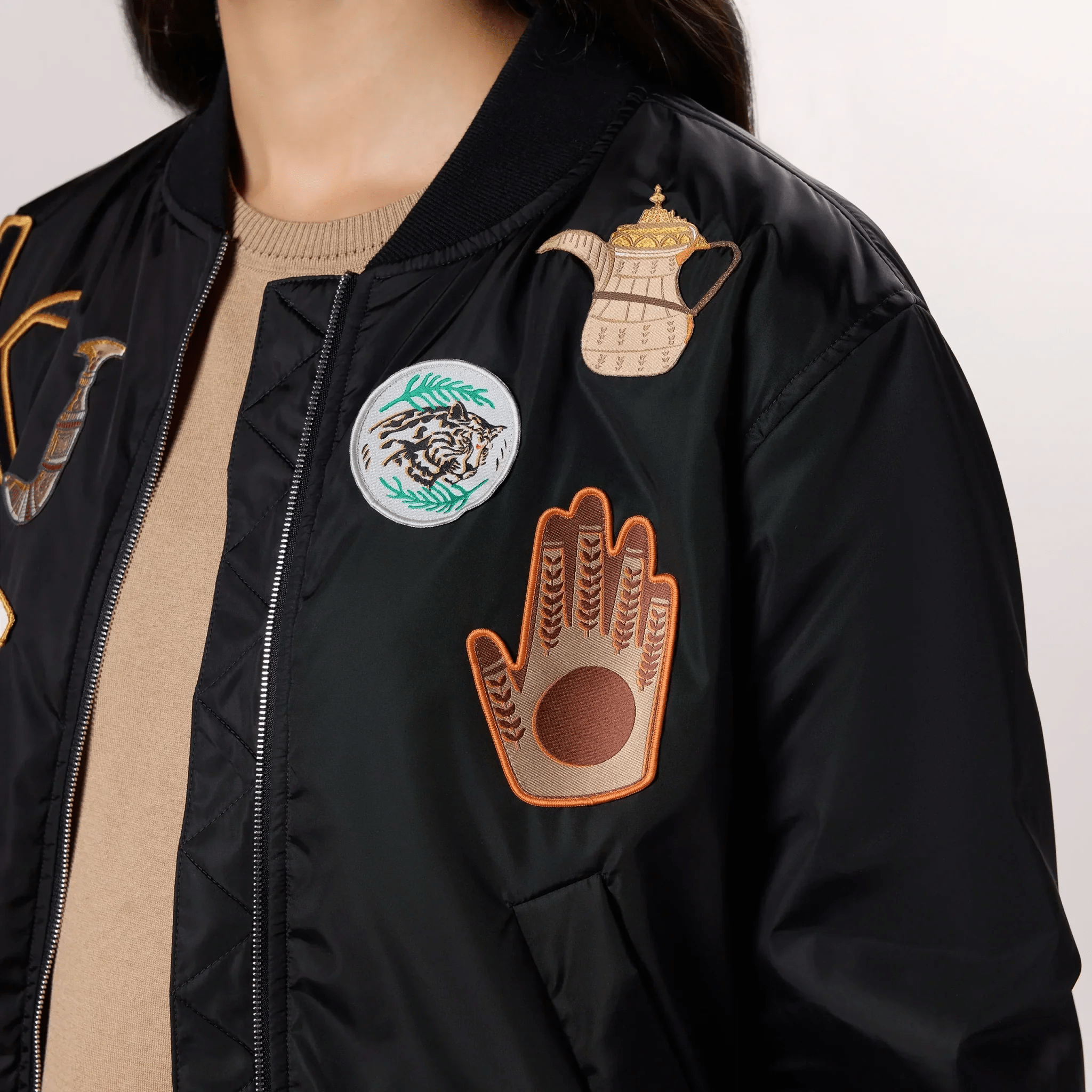 Badges Bomber Jacket - SEASONAL BLACK