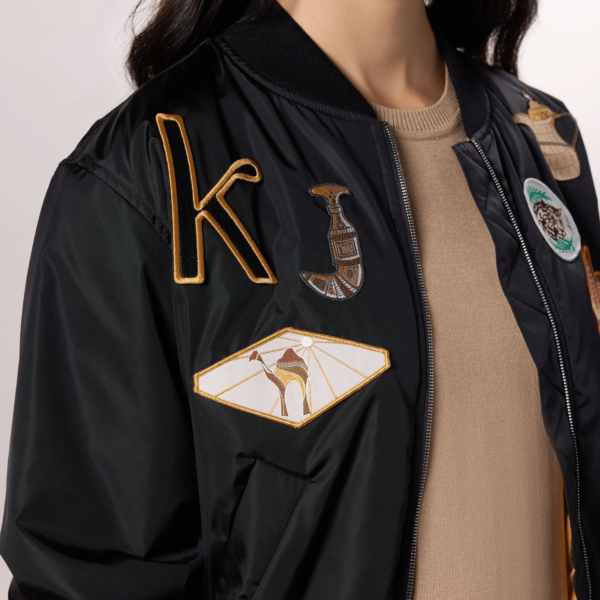 Badges Bomber Jacket - SEASONAL BLACK
