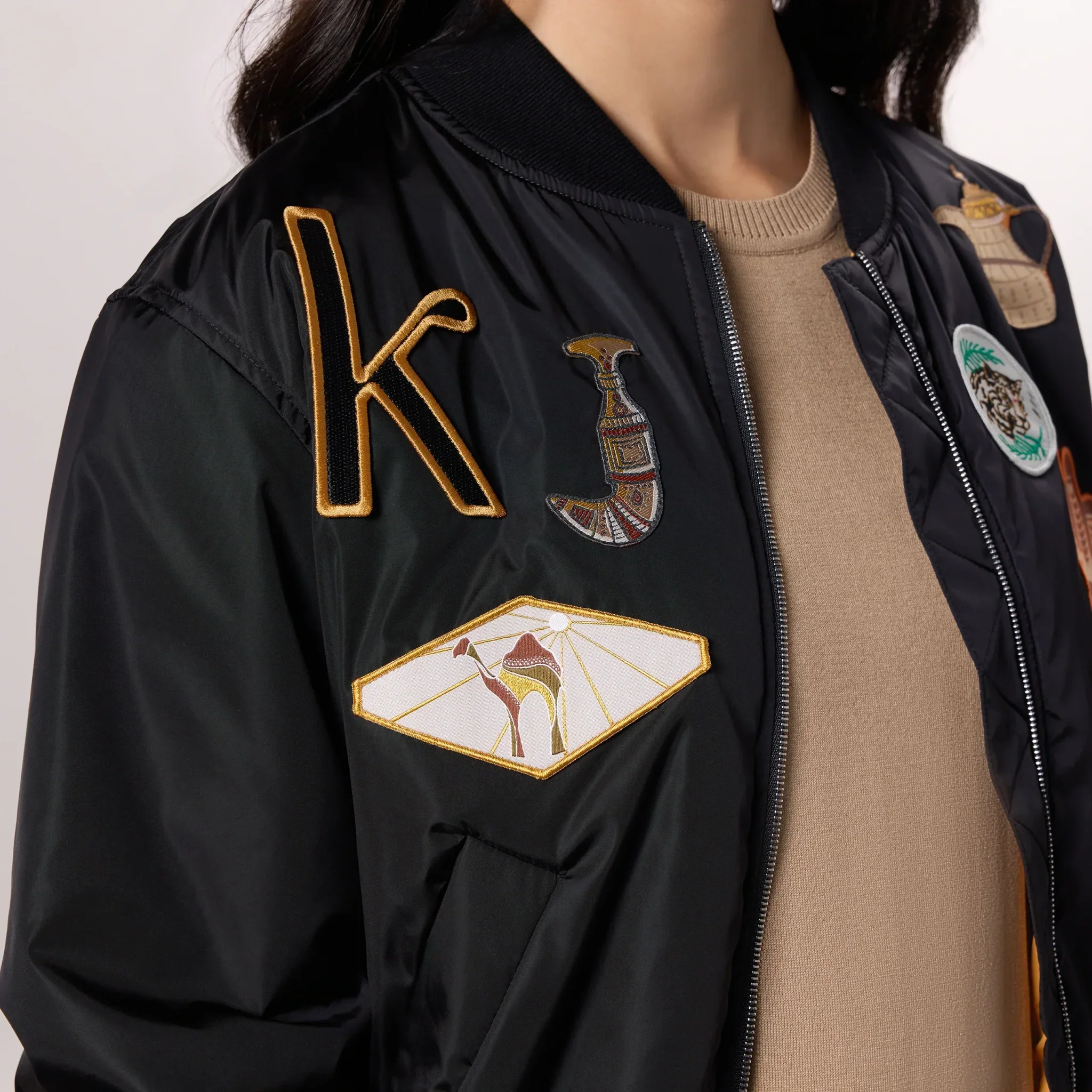 Badges Bomber Jacket - SEASONAL DARK RED