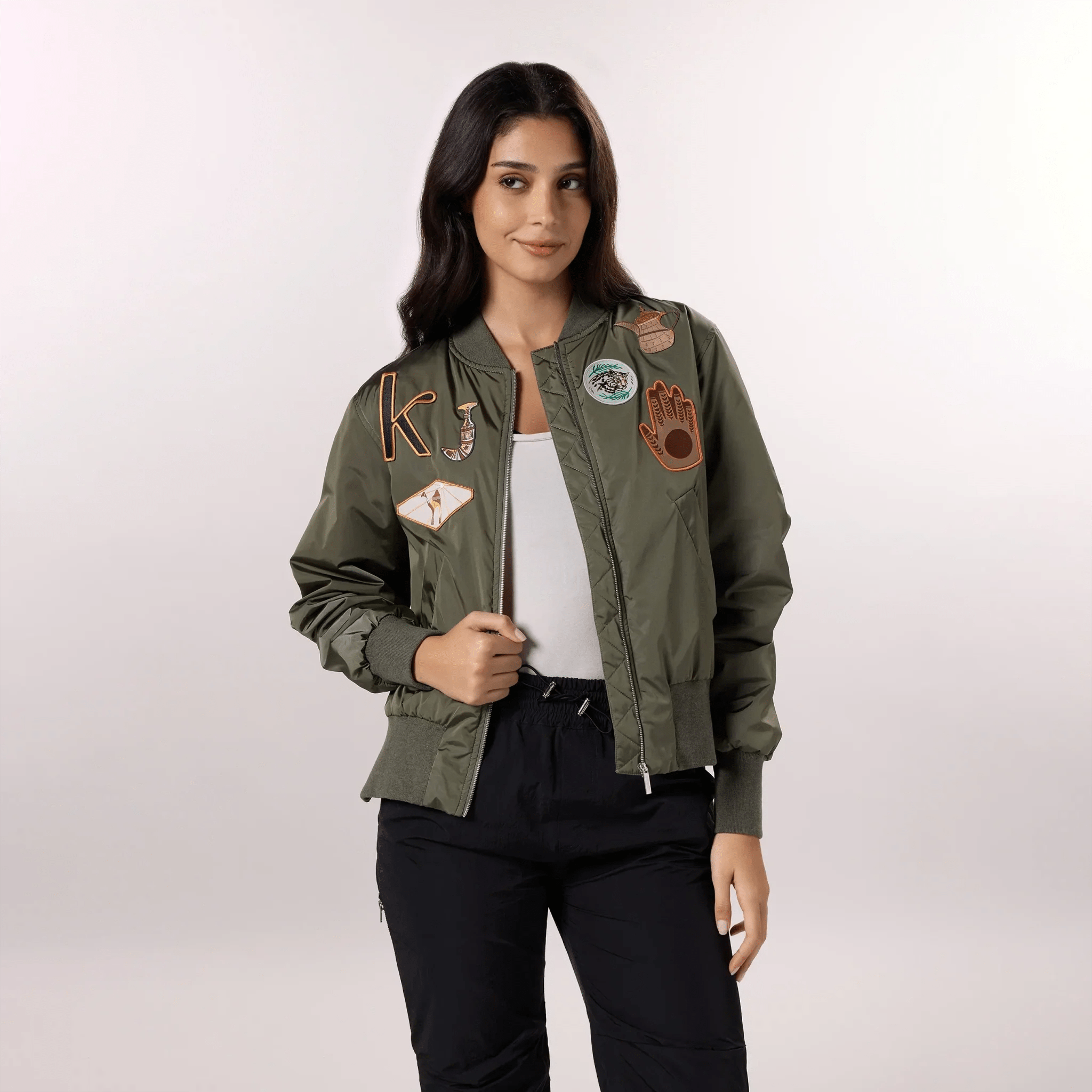 Badges Bomber Jacket - SEASONAL OLIVE