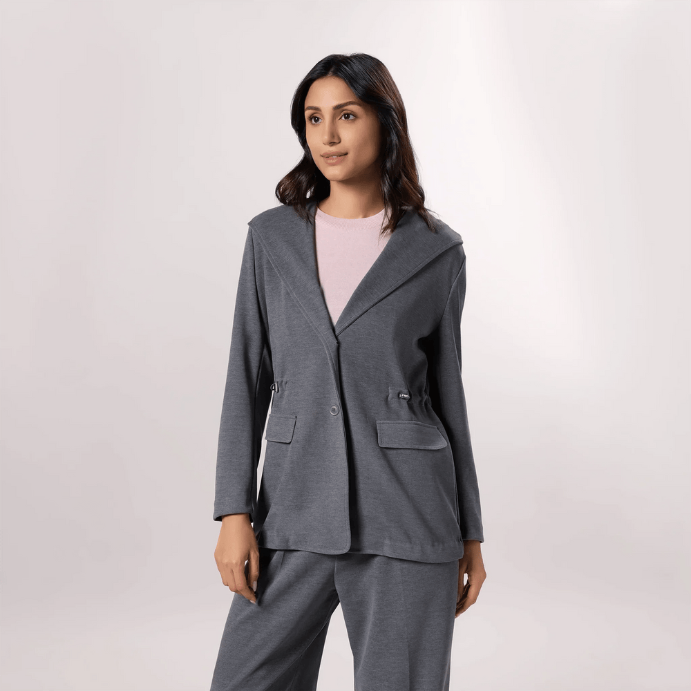 Hooded Blazer - SEASONAL CHARCOAL GREY