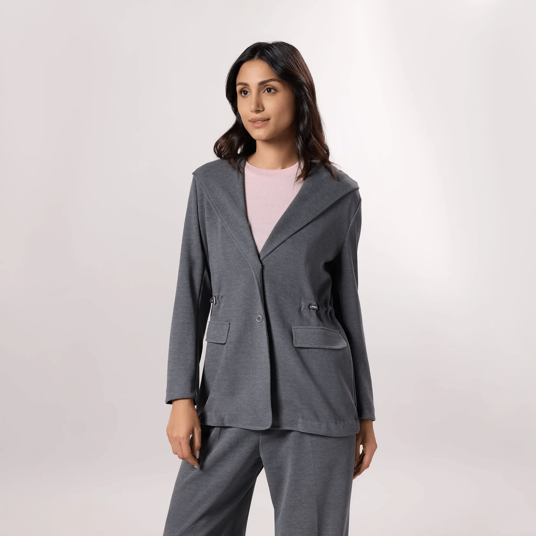 Hooded Blazer - SEASONAL CHARCOAL GREY