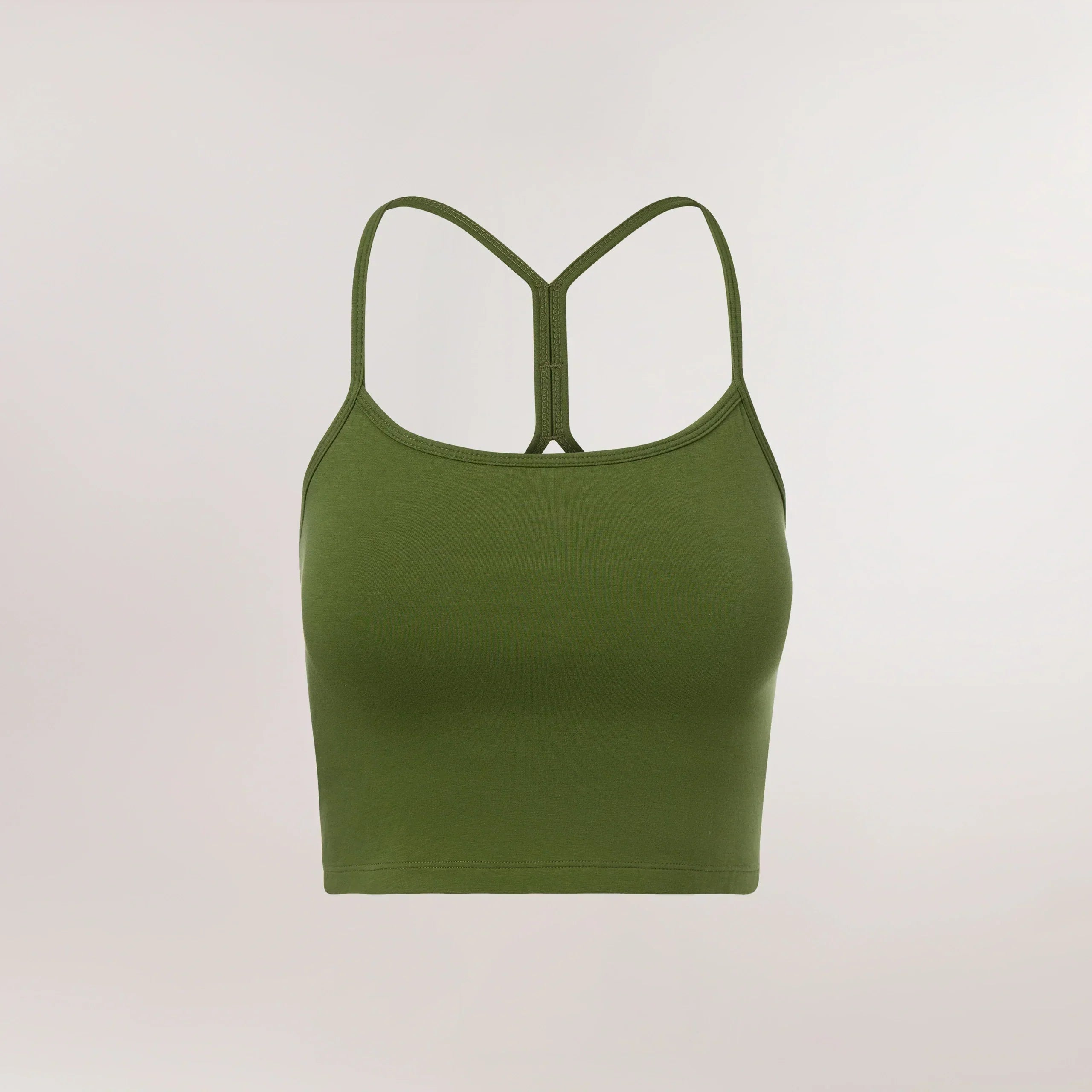 Backless cropped top in a dark musk green color - كروب توب مكشوف الظهر باللون الأخضر الداكن
