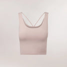 Light pink cropped top with stretch and racerback - بلوزة قصيرة باللون الوردي الفاتح مع ظهر رياضي