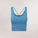 Blue cropped top with racerback and clean lines - بلوزة زرقاء قصيرة مع ظهر رياضي وخطوط