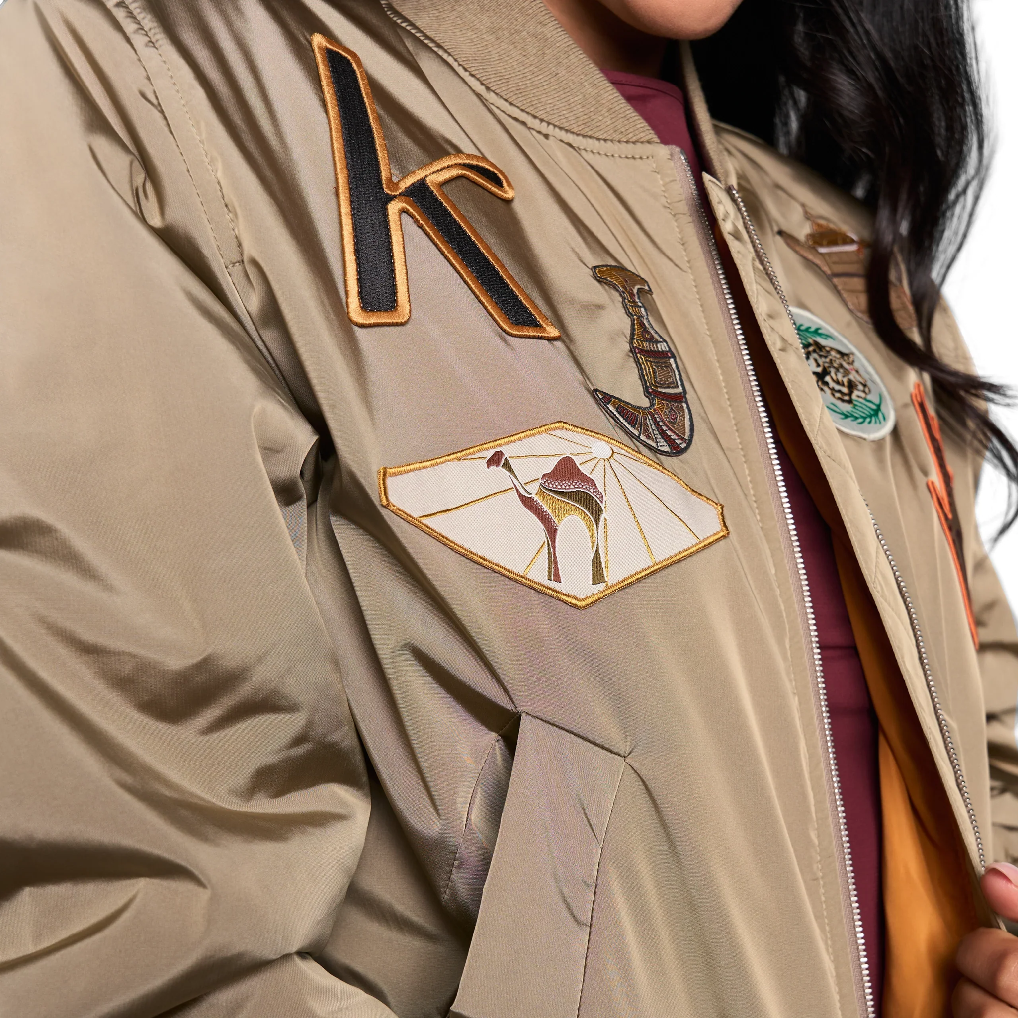 Badges Bomber Jacket - SEASONAL BROWN