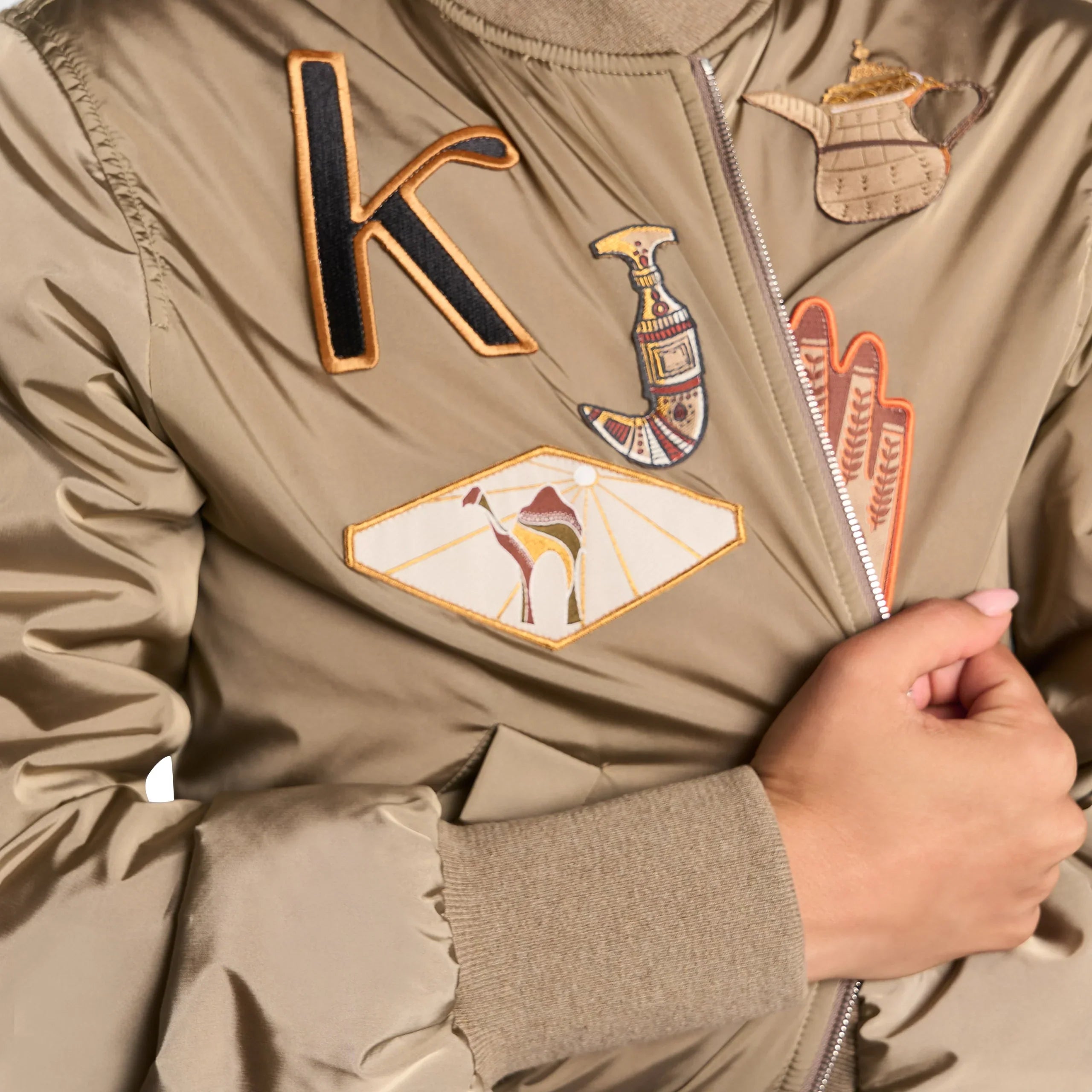 Badges Bomber Jacket - SEASONAL BROWN