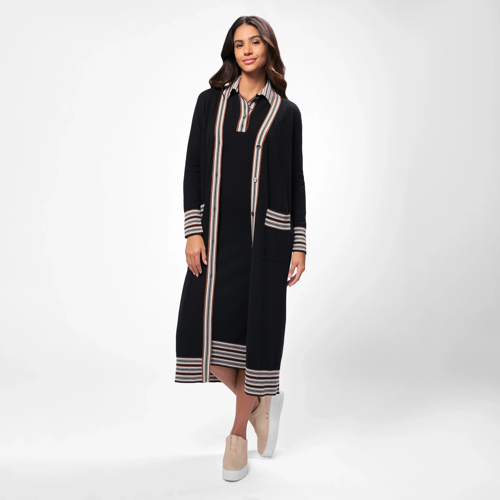 Cashmere Maxi Polo Dress - SEASONAL BLACK