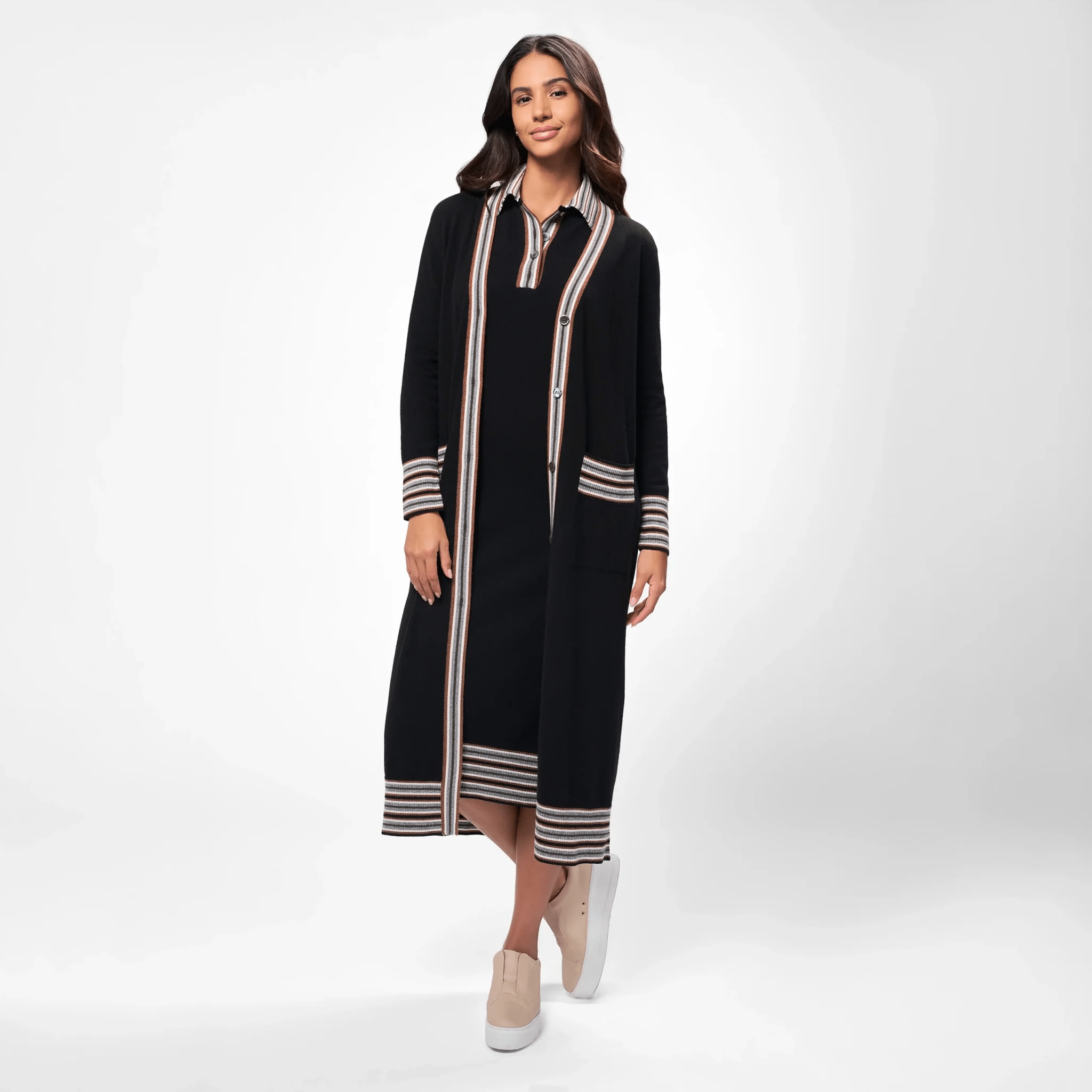 Cashmere Maxi Polo Dress - SEASONAL BLACK