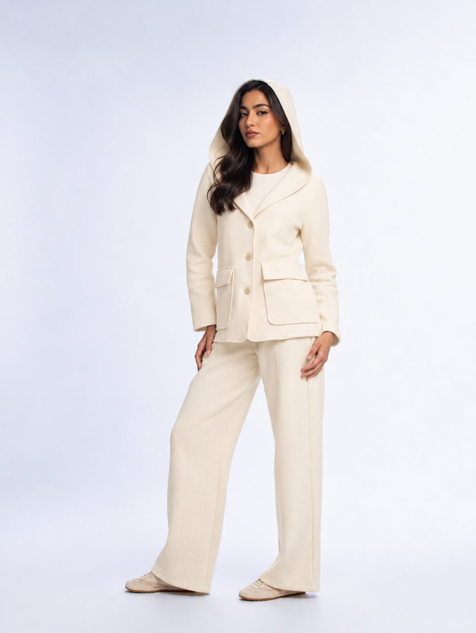 Scuba Hooded Blazer - CREAM