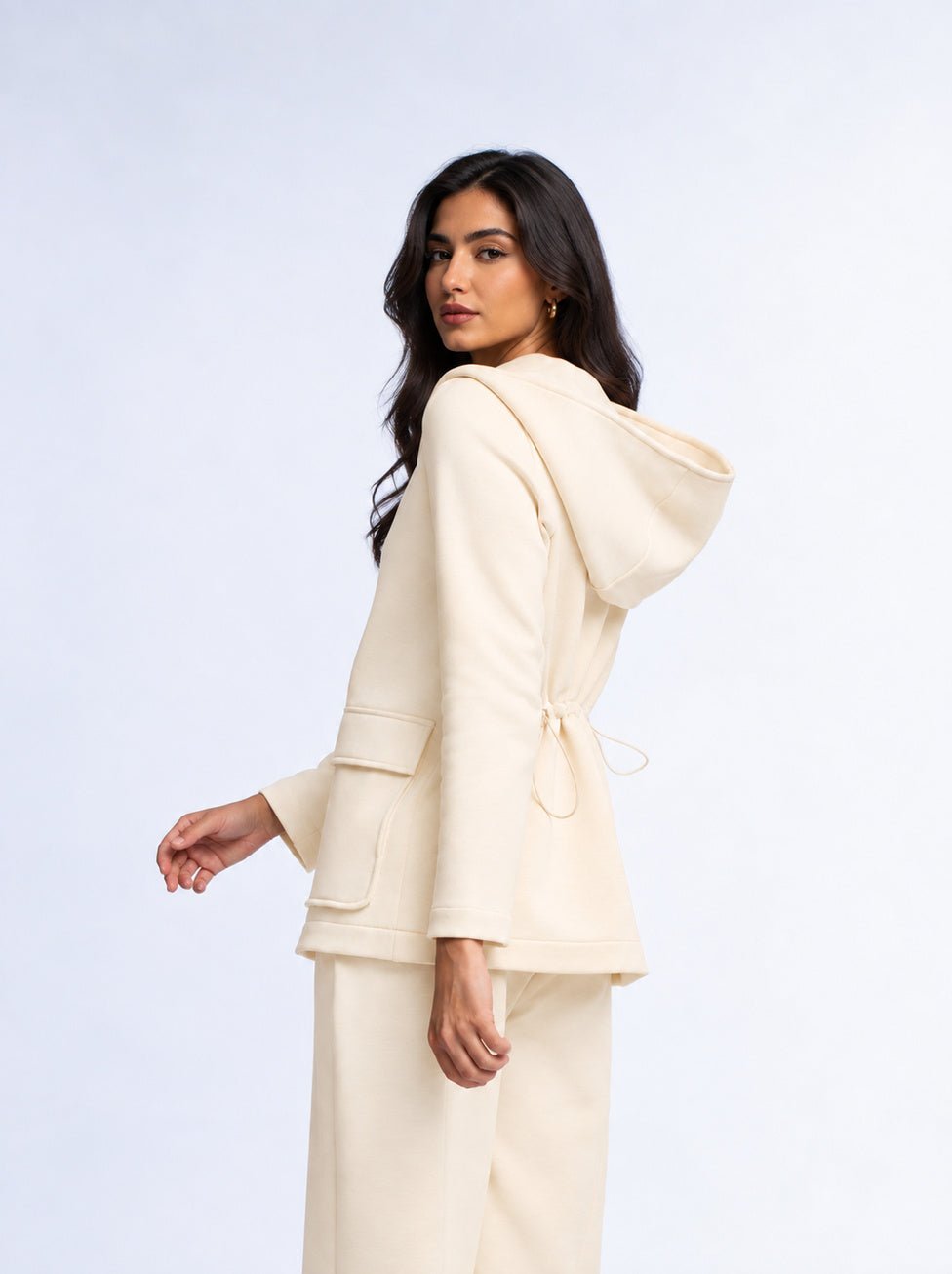 Scuba Hooded Blazer - CREAM
