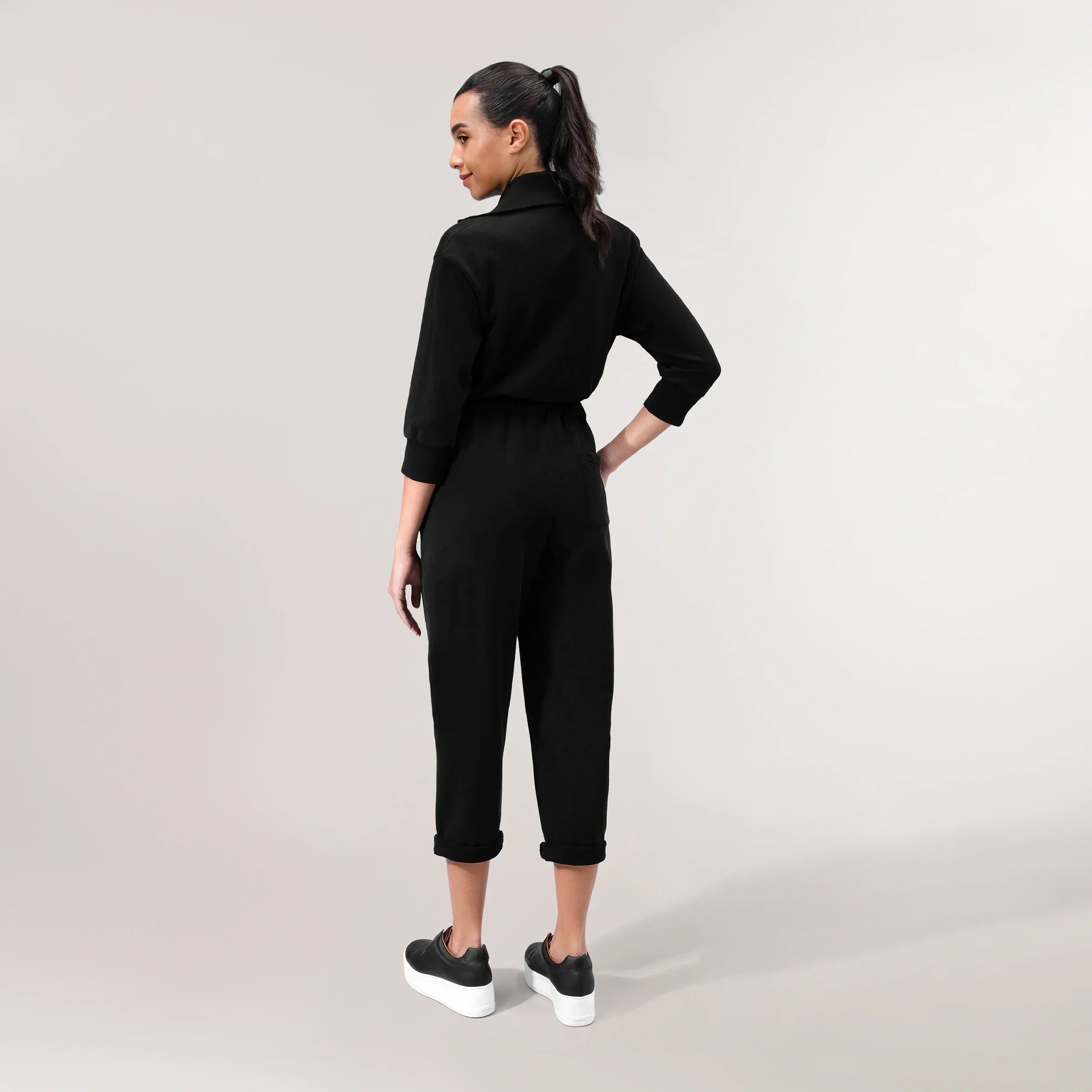 Zip Front Jumpsuit - SEASONAL BLACK