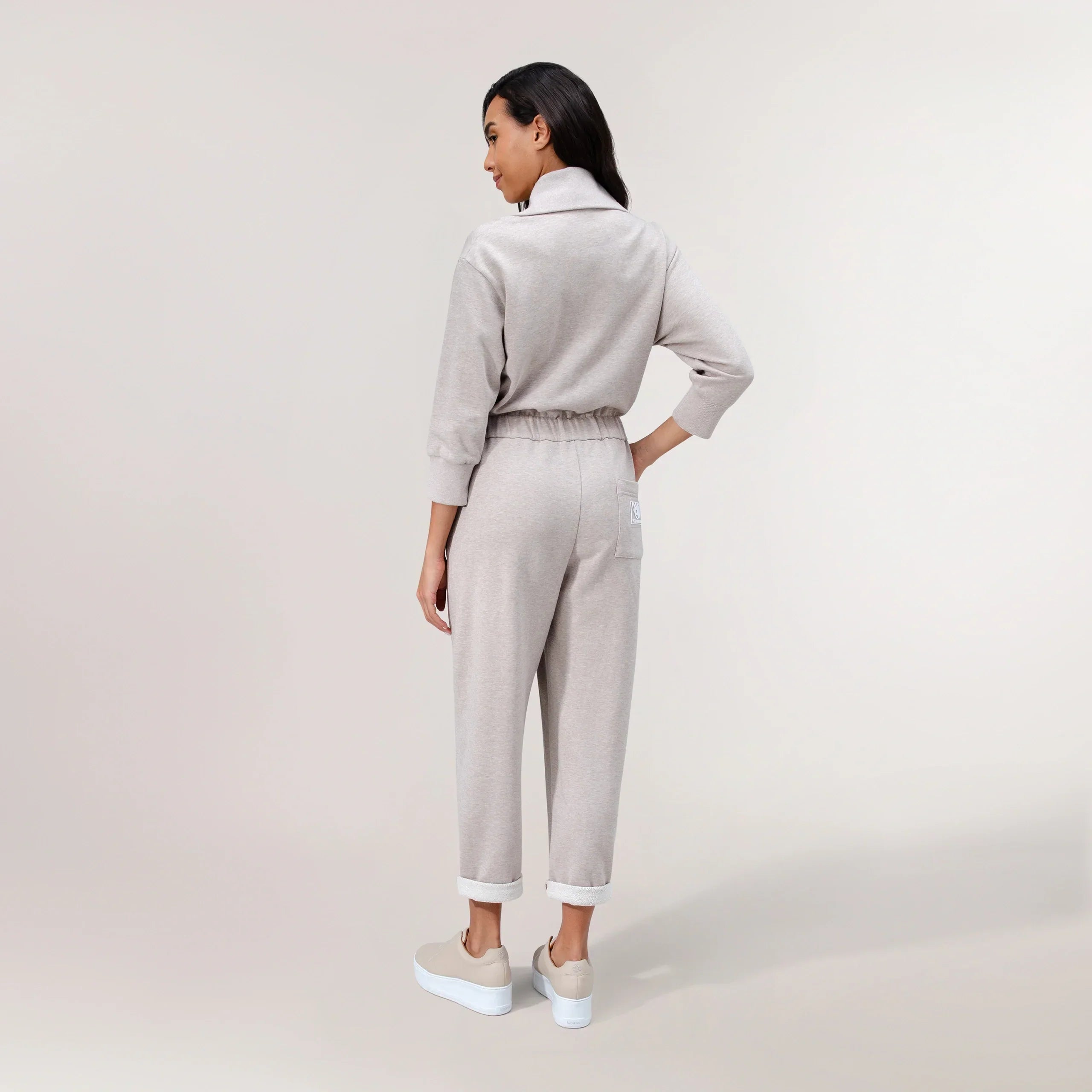 Zip Front Jumpsuit - SEASONAL OATMEAL MELANGE