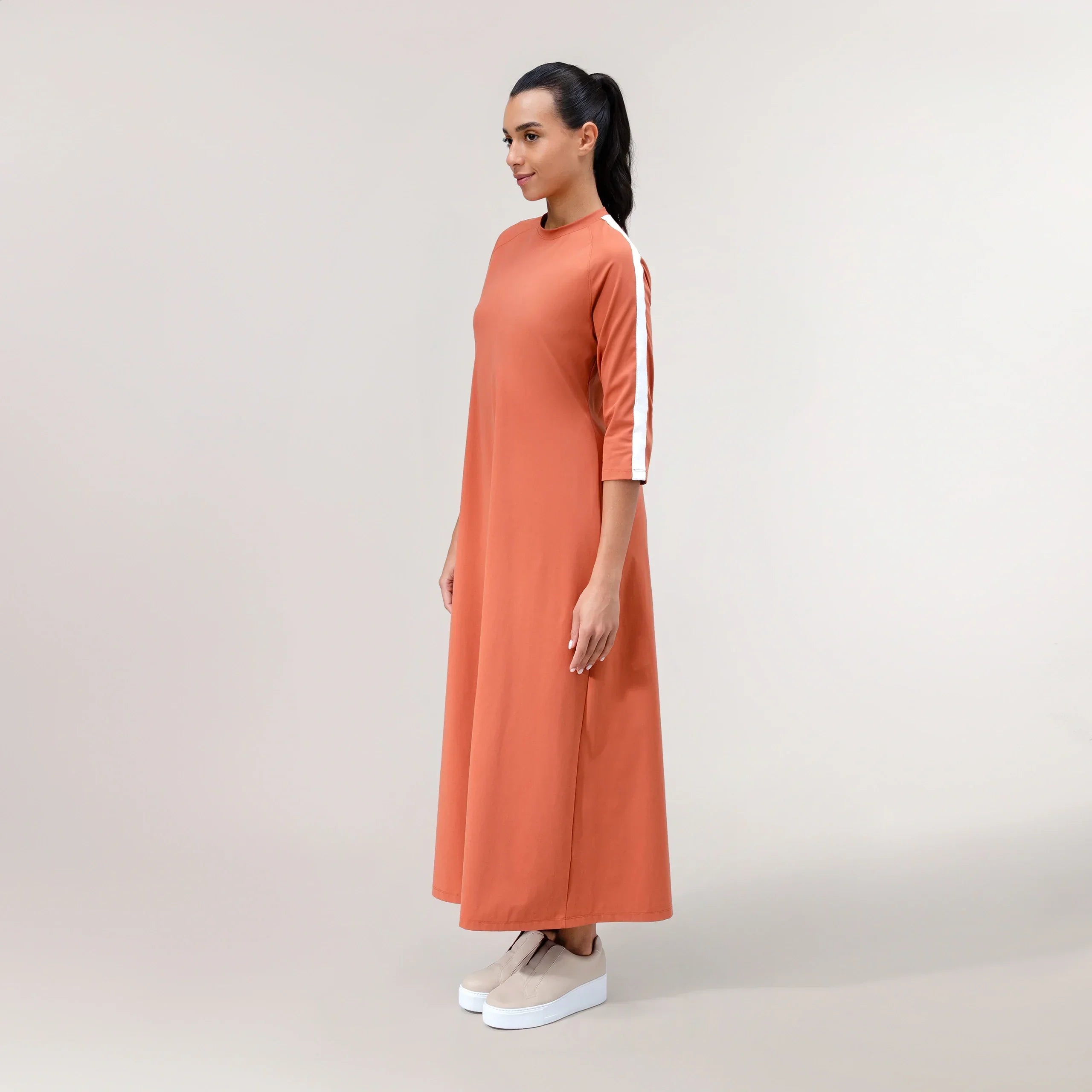 Flared Maxi Dress - SEASONAL BRICK